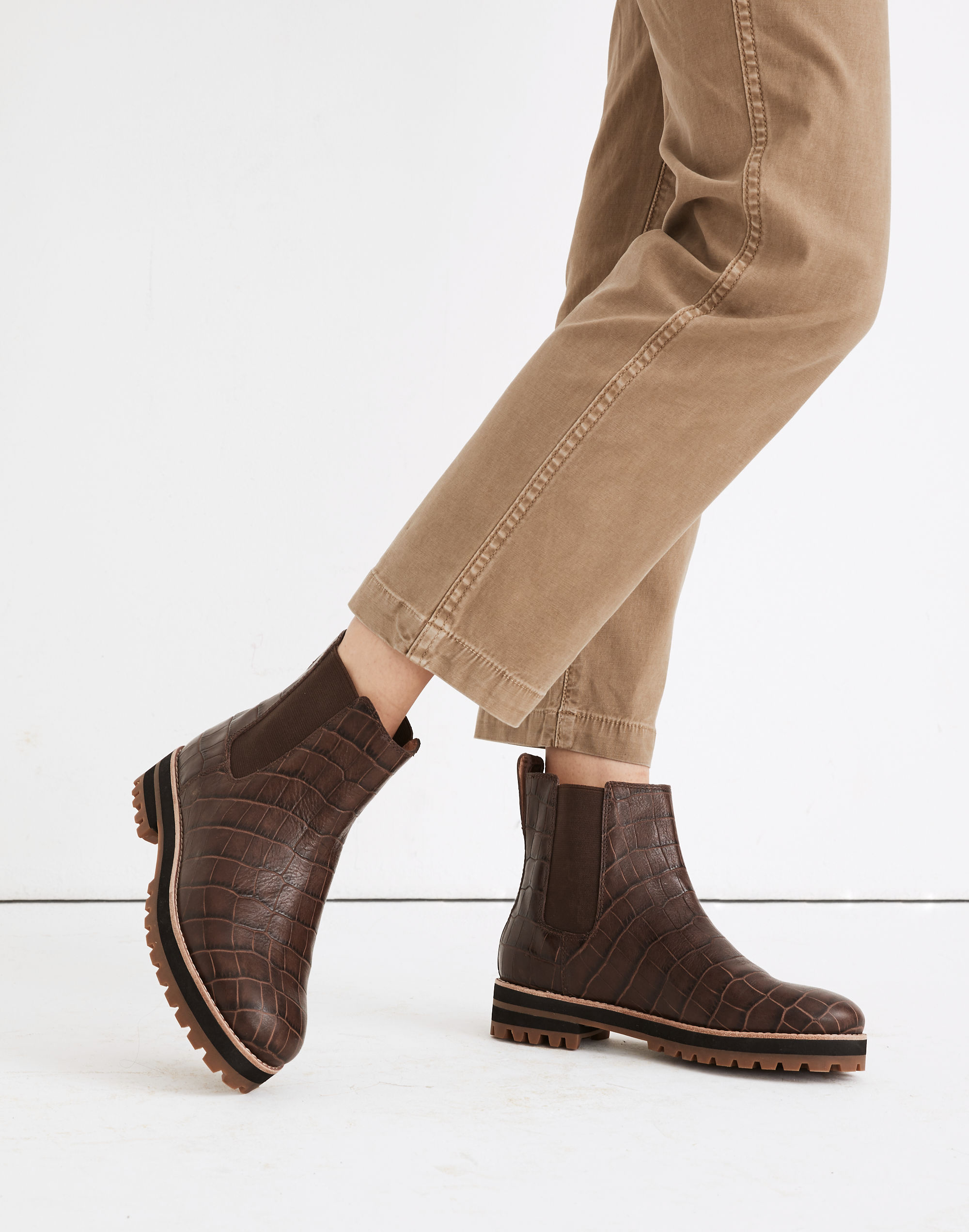 The Ivy Chelsea Boot in Croc Embossed Leather