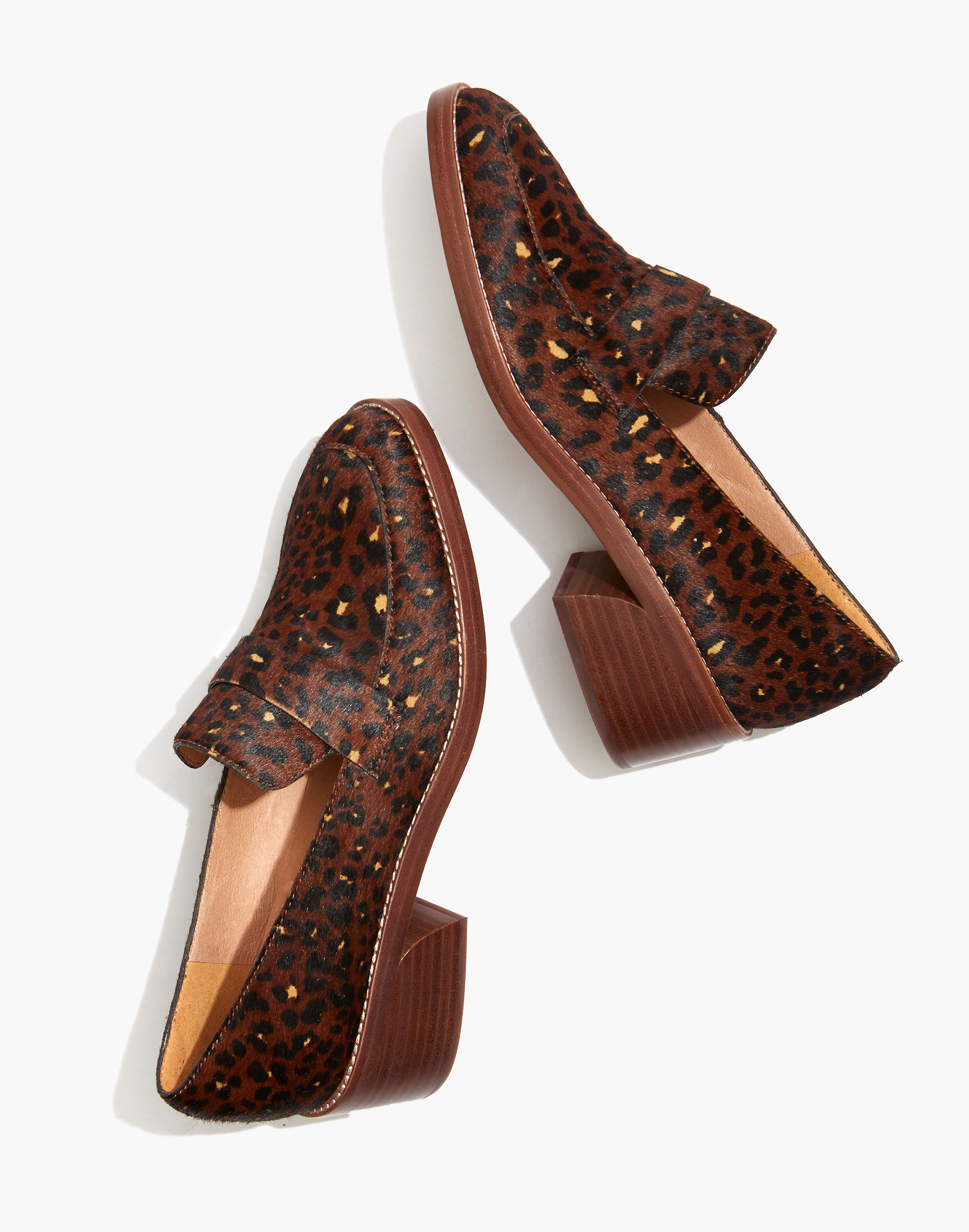 The Alex Heeled Loafer in Painted Leopard Calf Hair