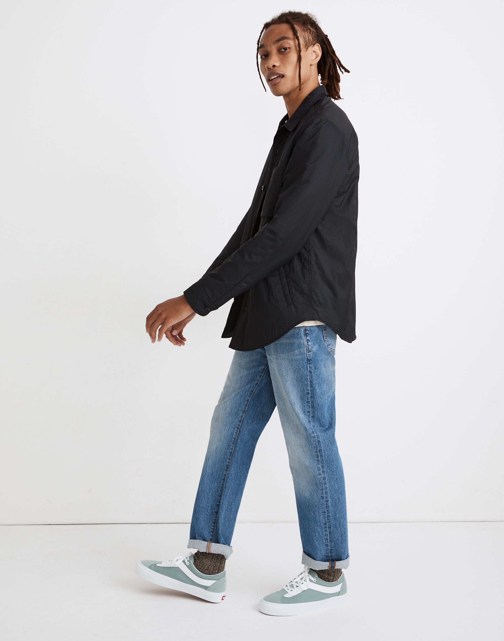 Nylon Button-Up Shirt Jacket