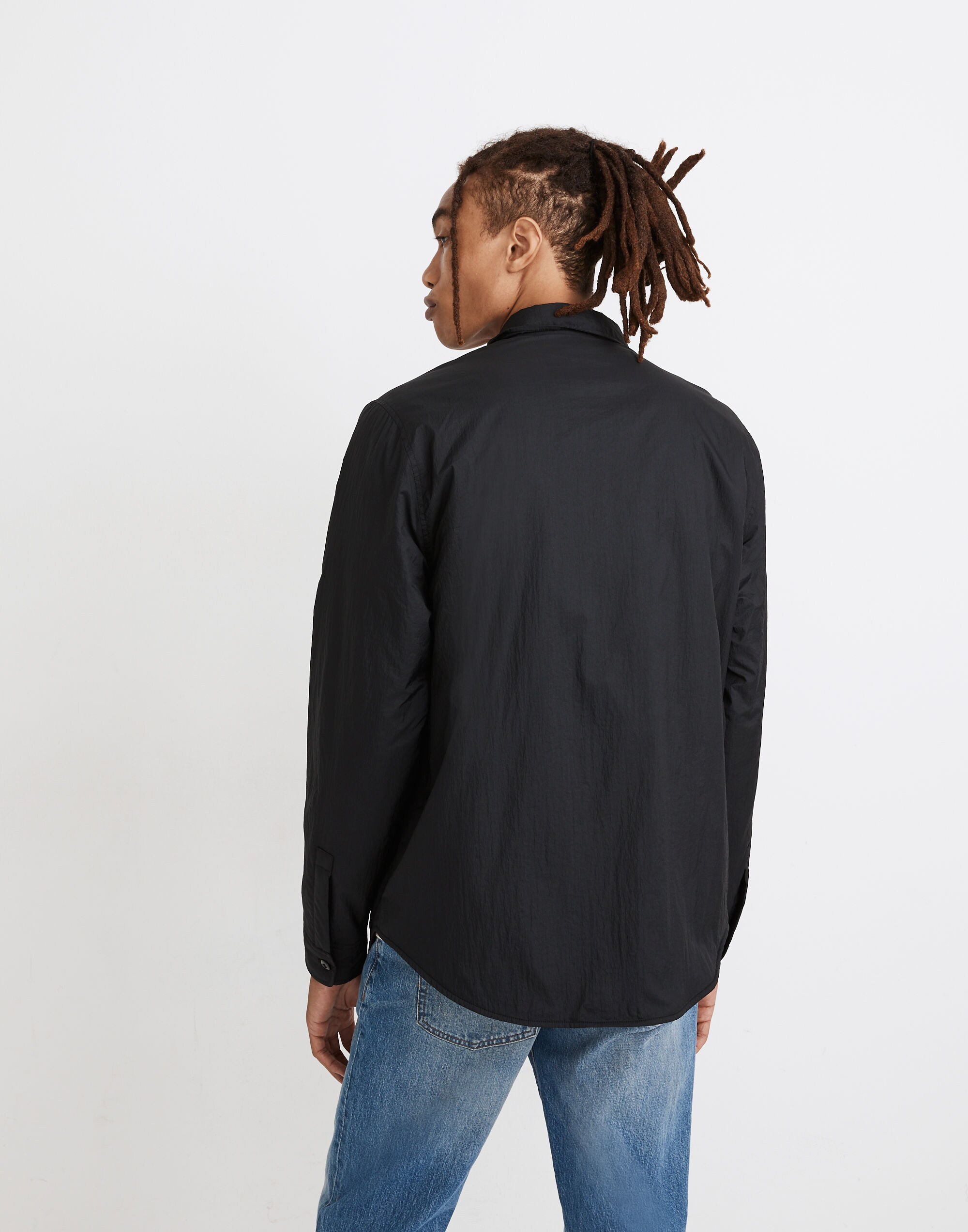 Nylon Button-Up Shirt Jacket