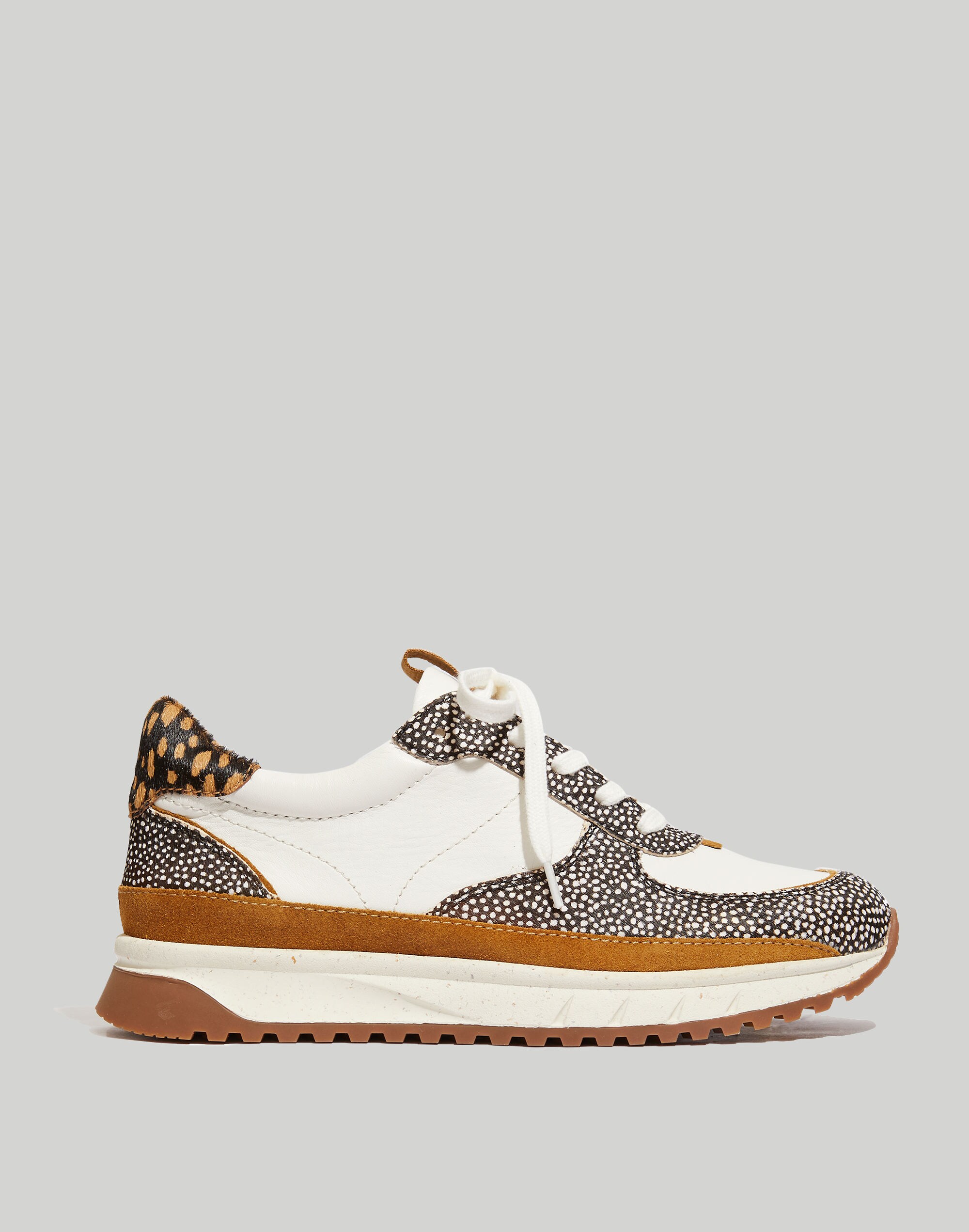 Kickoff Trainer Sneakers in Leather and Spot Mix Calf Hair