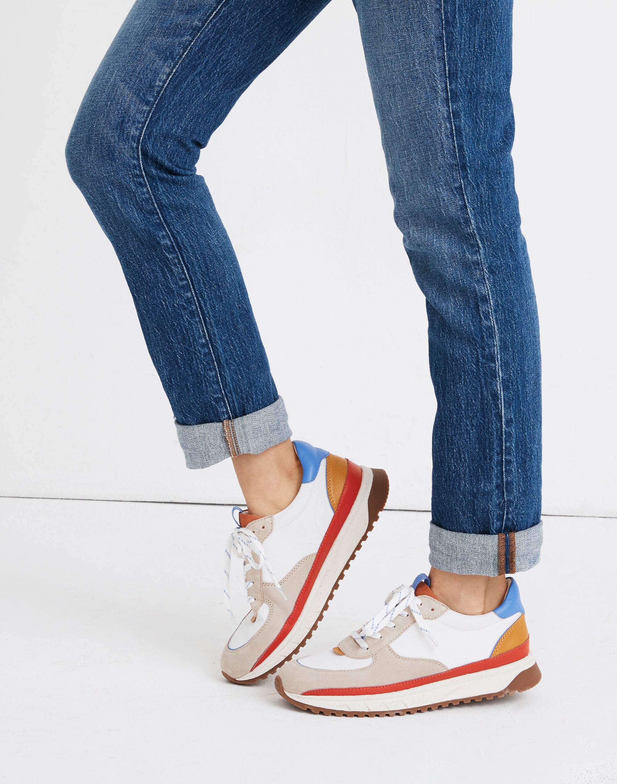 Kickoff Trainer Sneakers in Recycled Nylon, Suede and Leather