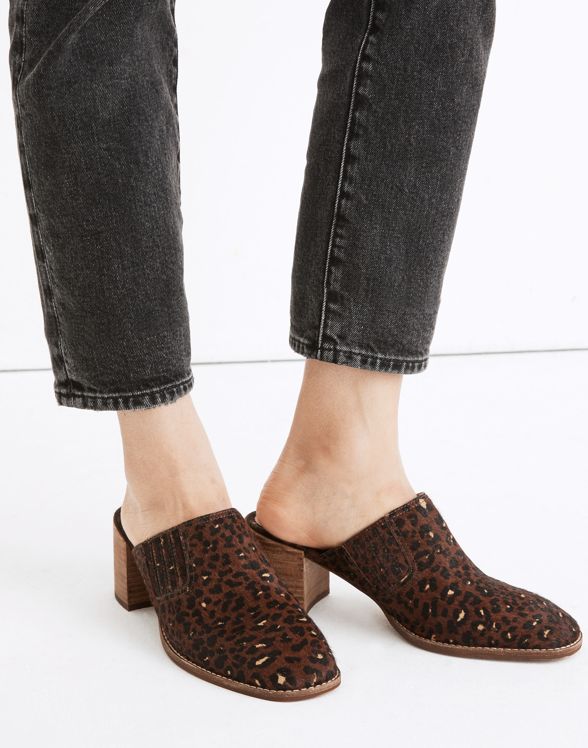 The Carey Mule in Painted Leopard Calf Hair