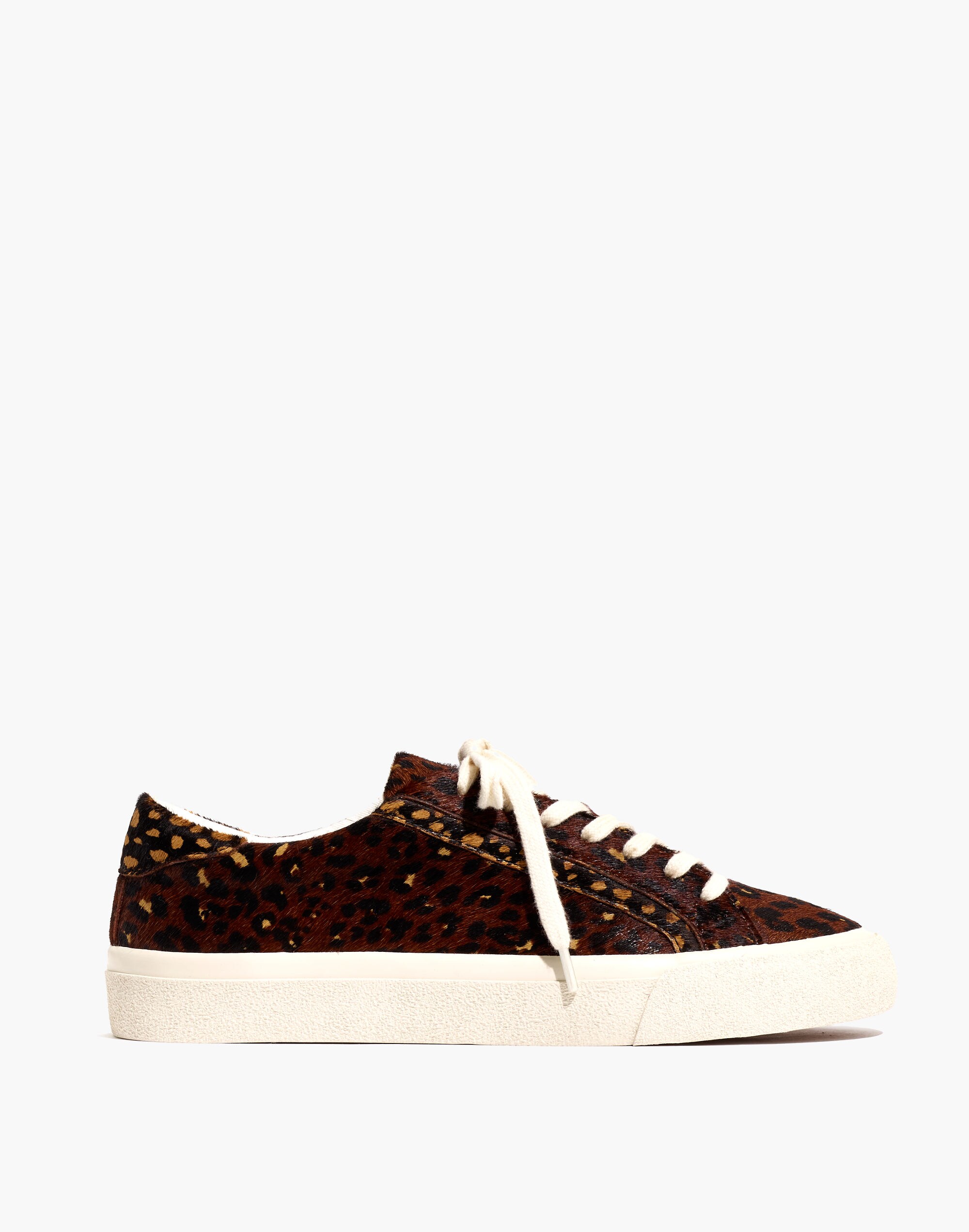 Sidewalk Low-Top Sneakers in Painted Leopard Colorblock Calf Hair