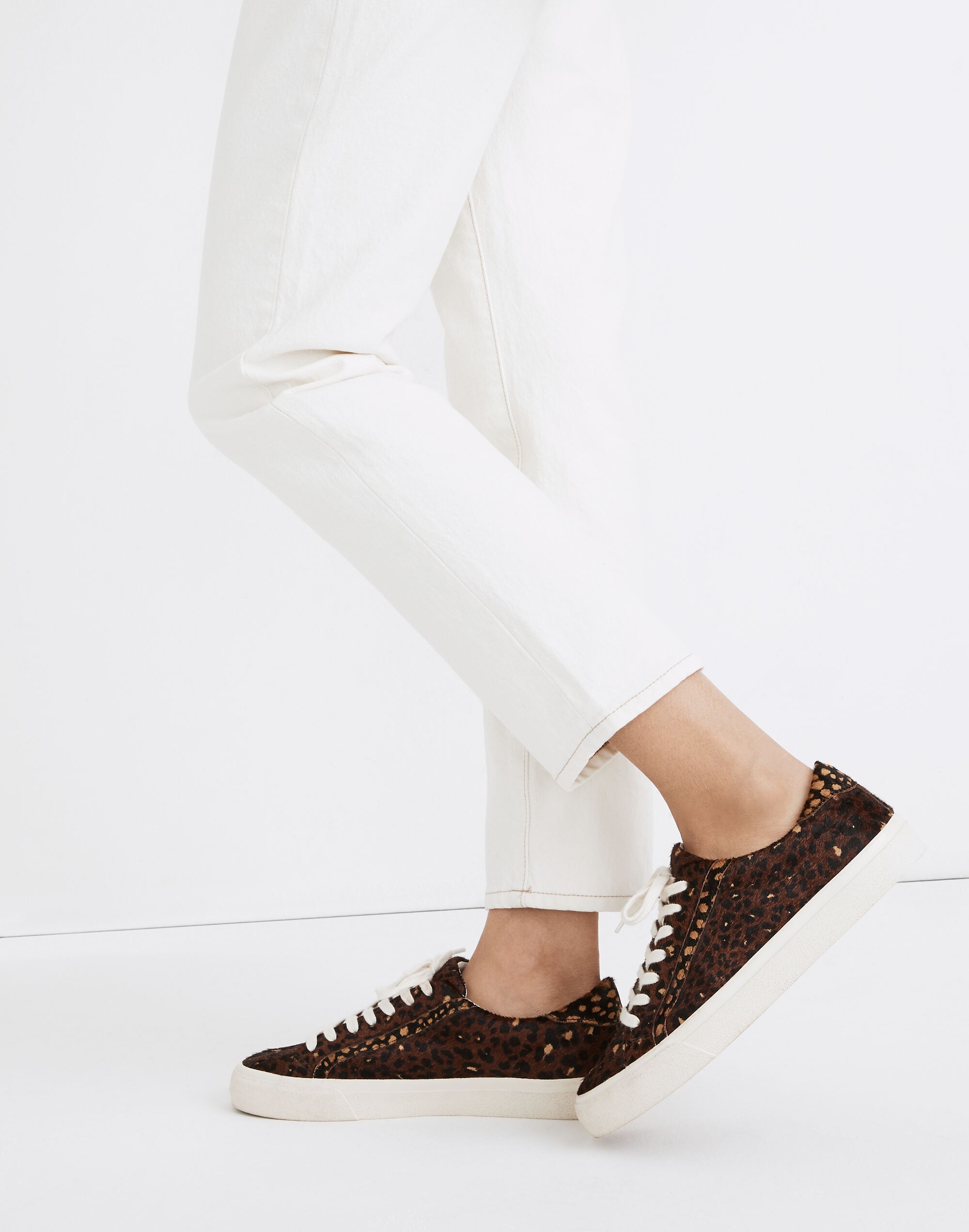 Sidewalk Low-Top Sneakers in Painted Leopard Colorblock Calf Hair