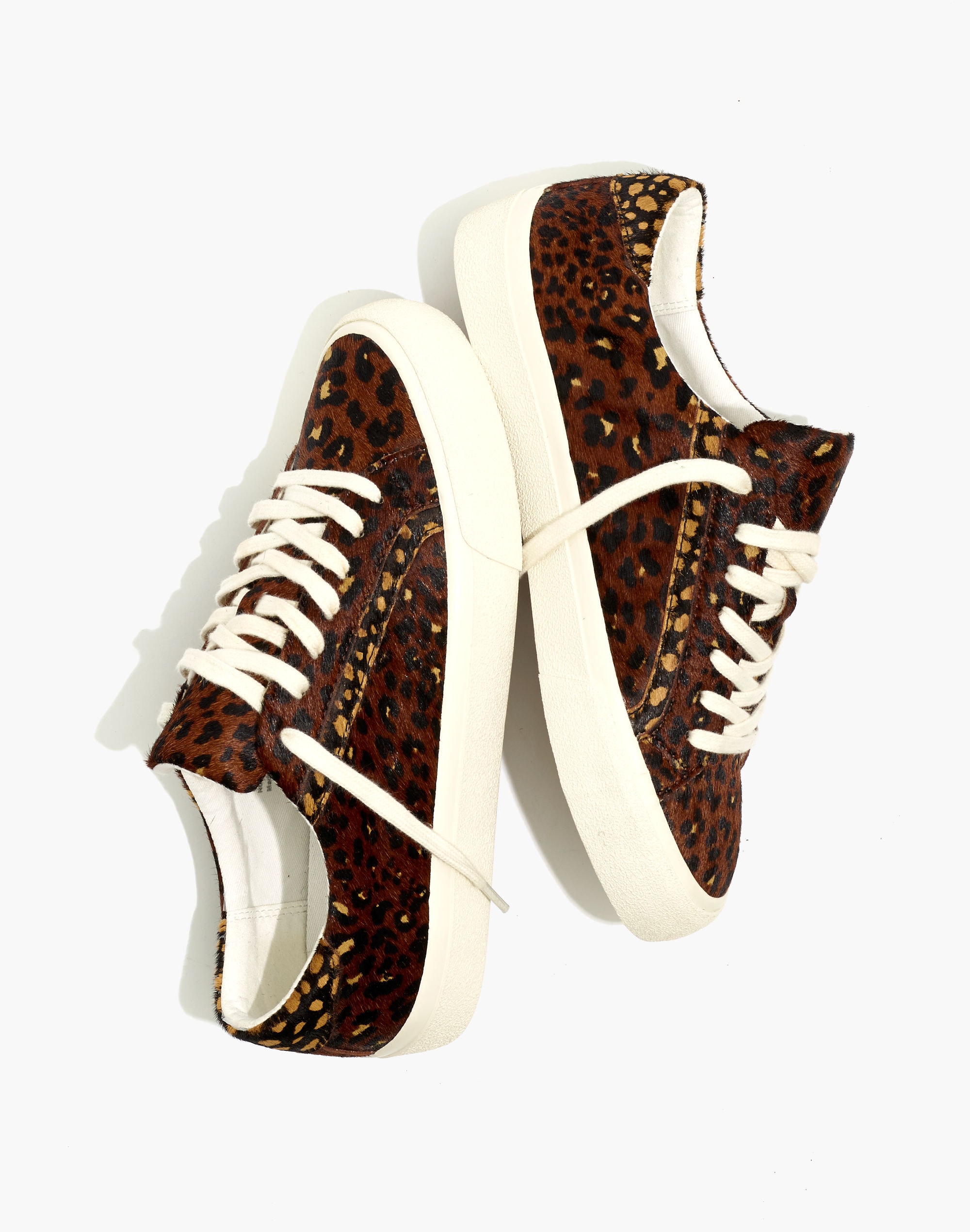 Sidewalk Low-Top Sneakers in Painted Leopard Colorblock Calf Hair