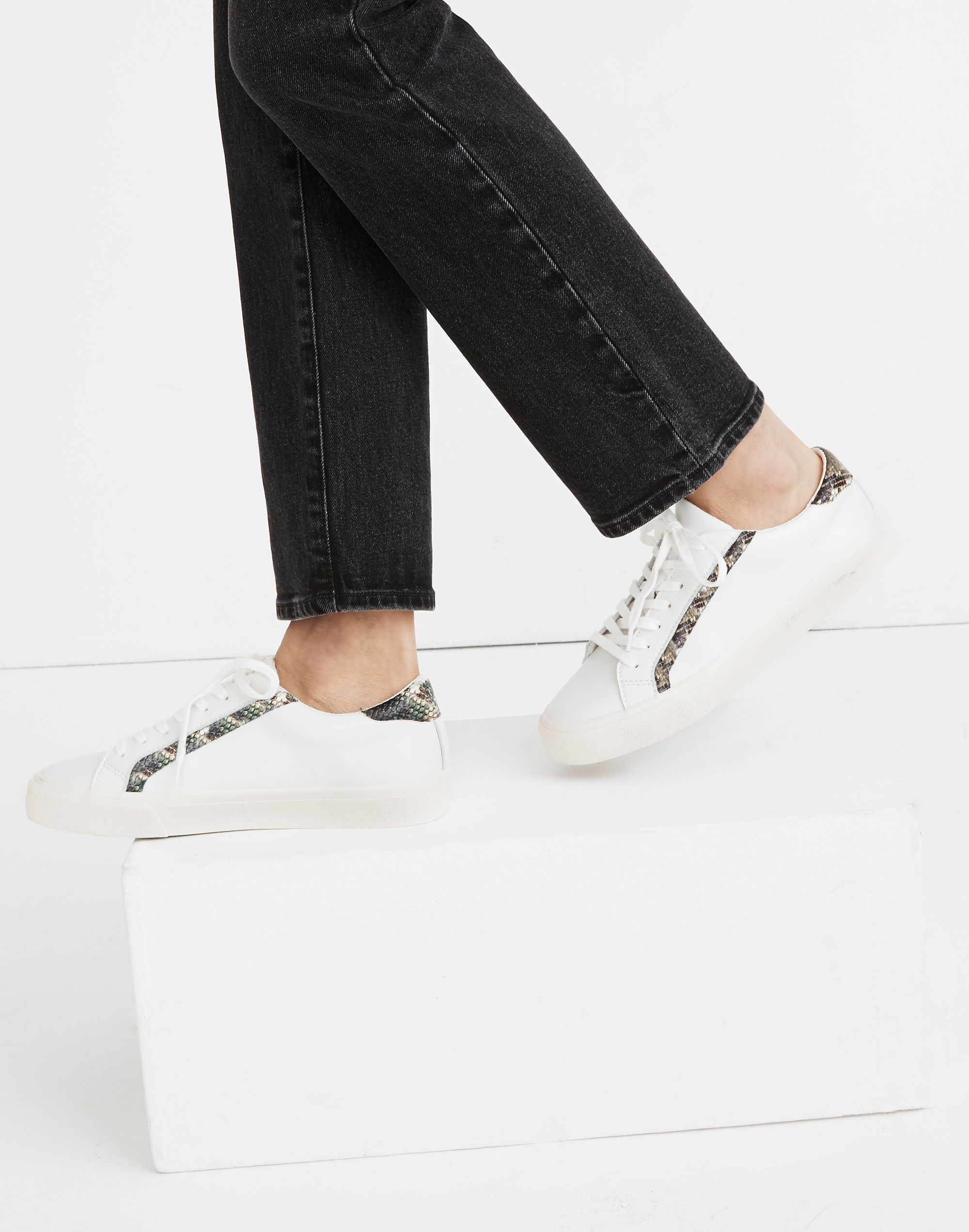 Sidewalk Low-Top Sneakers in Snake Embossed Leather