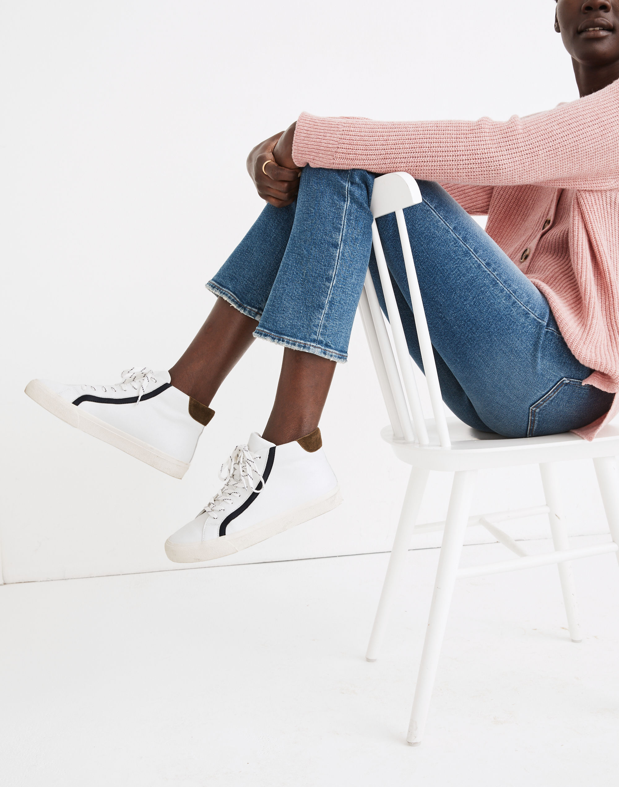 Sidewalk High-Top Sneakers in Colorblock Leather