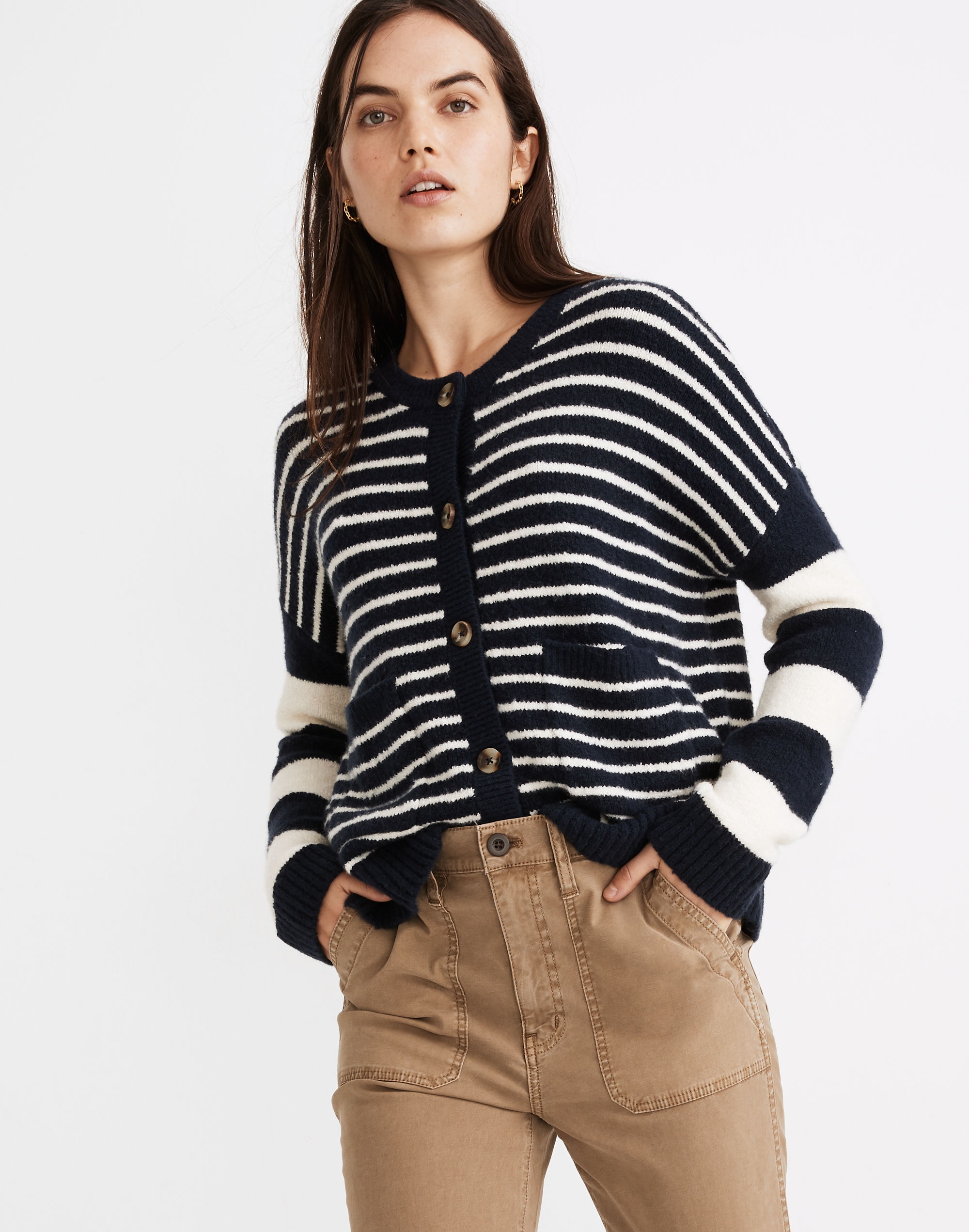 Stripe-Play Colburne Cardigan Sweater in Coziest Textured Yarn
