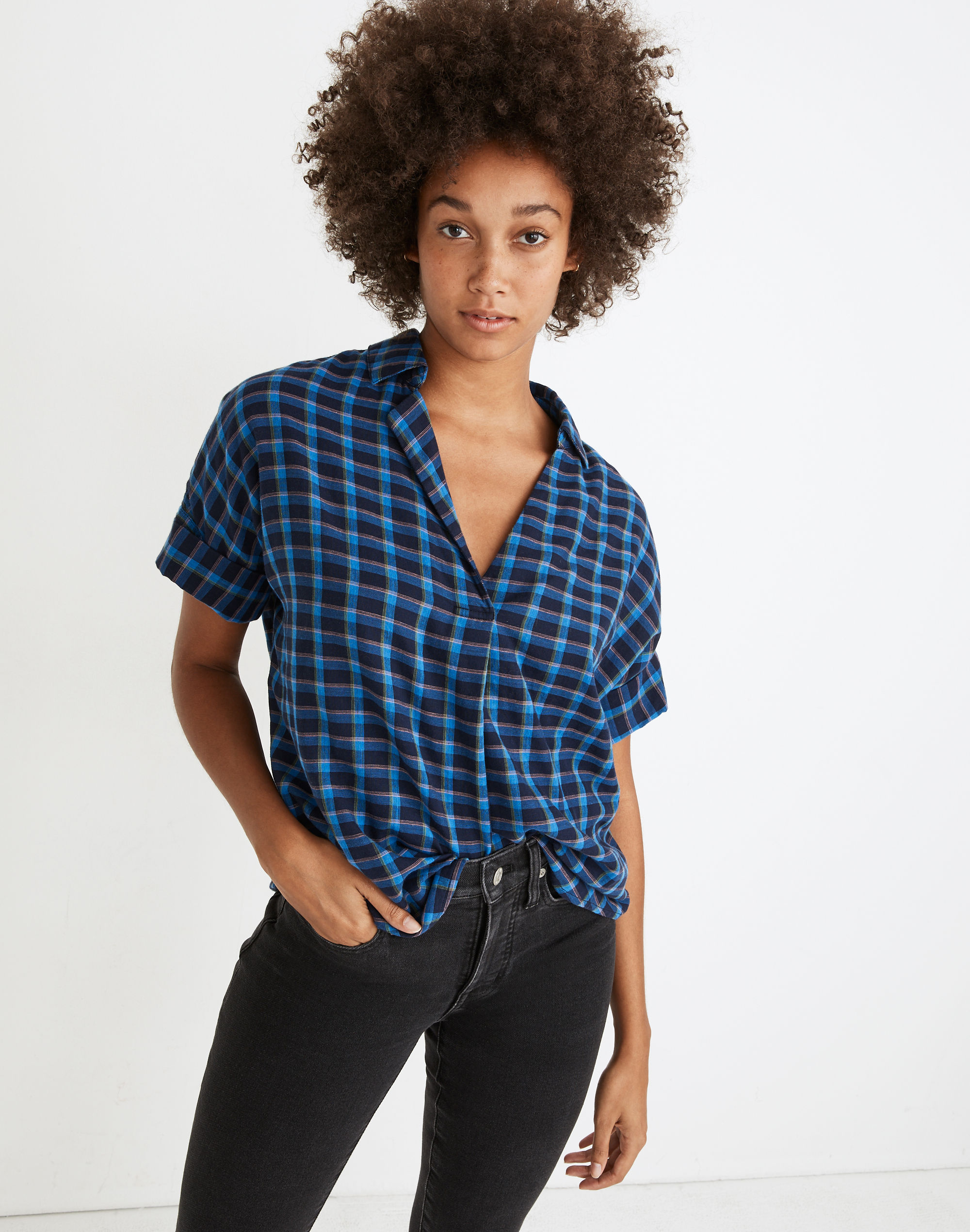 double-faced park popover shirt in plaid