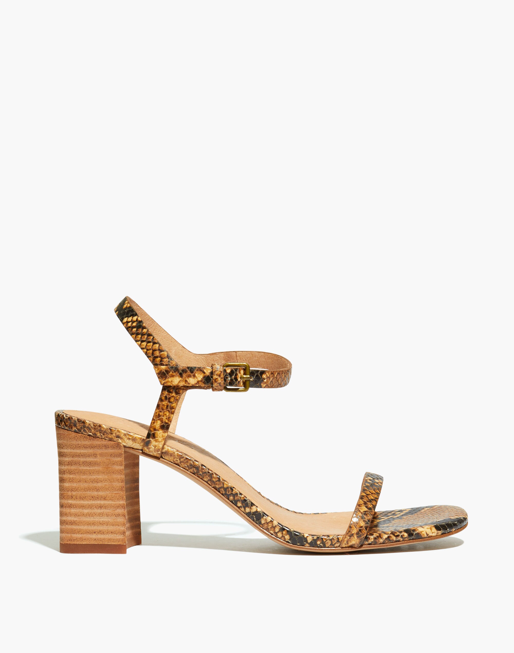 The Hollie Ankle-Strap Sandal in Snake Embossed Leather