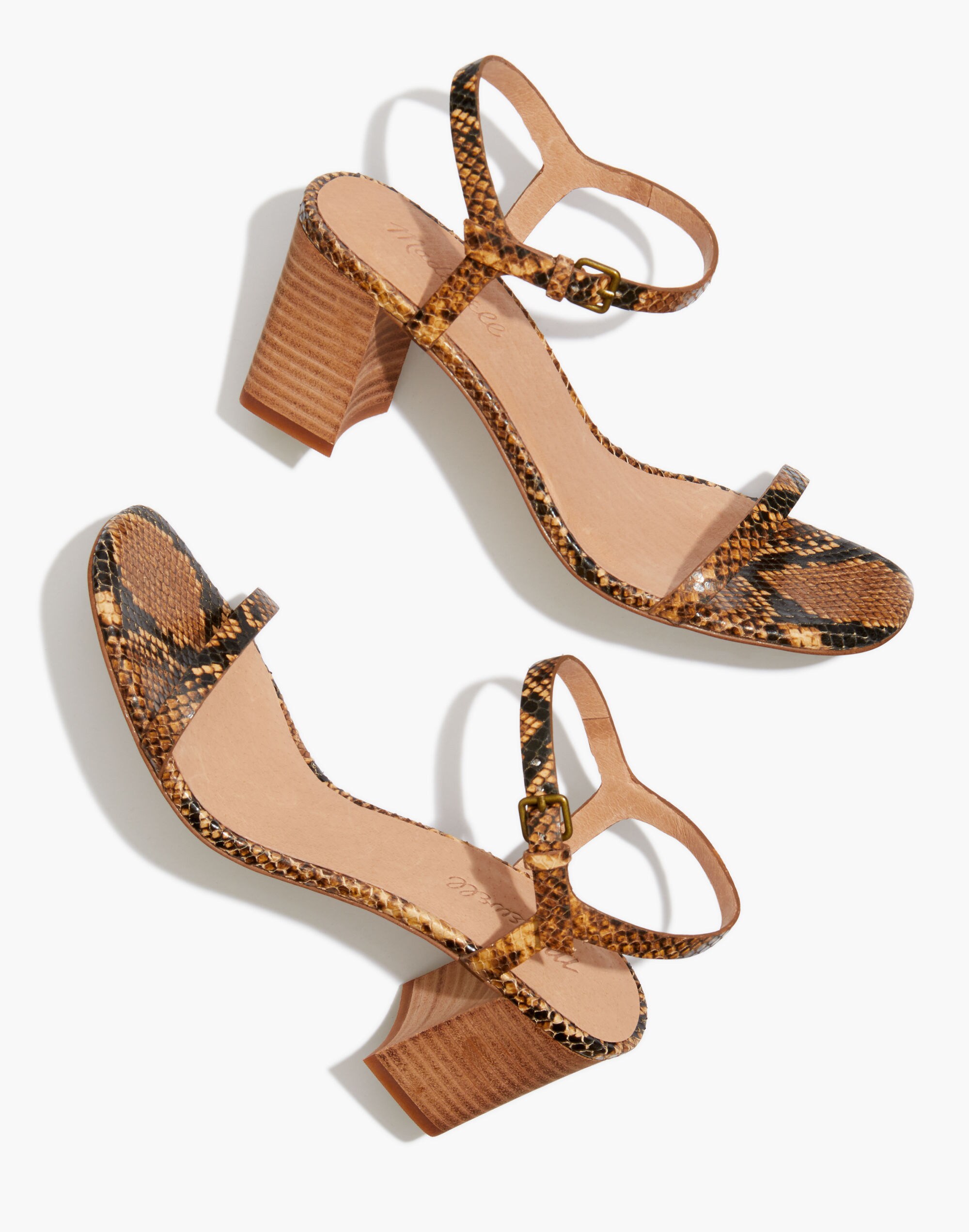 The Hollie Ankle-Strap Sandal in Snake Embossed Leather