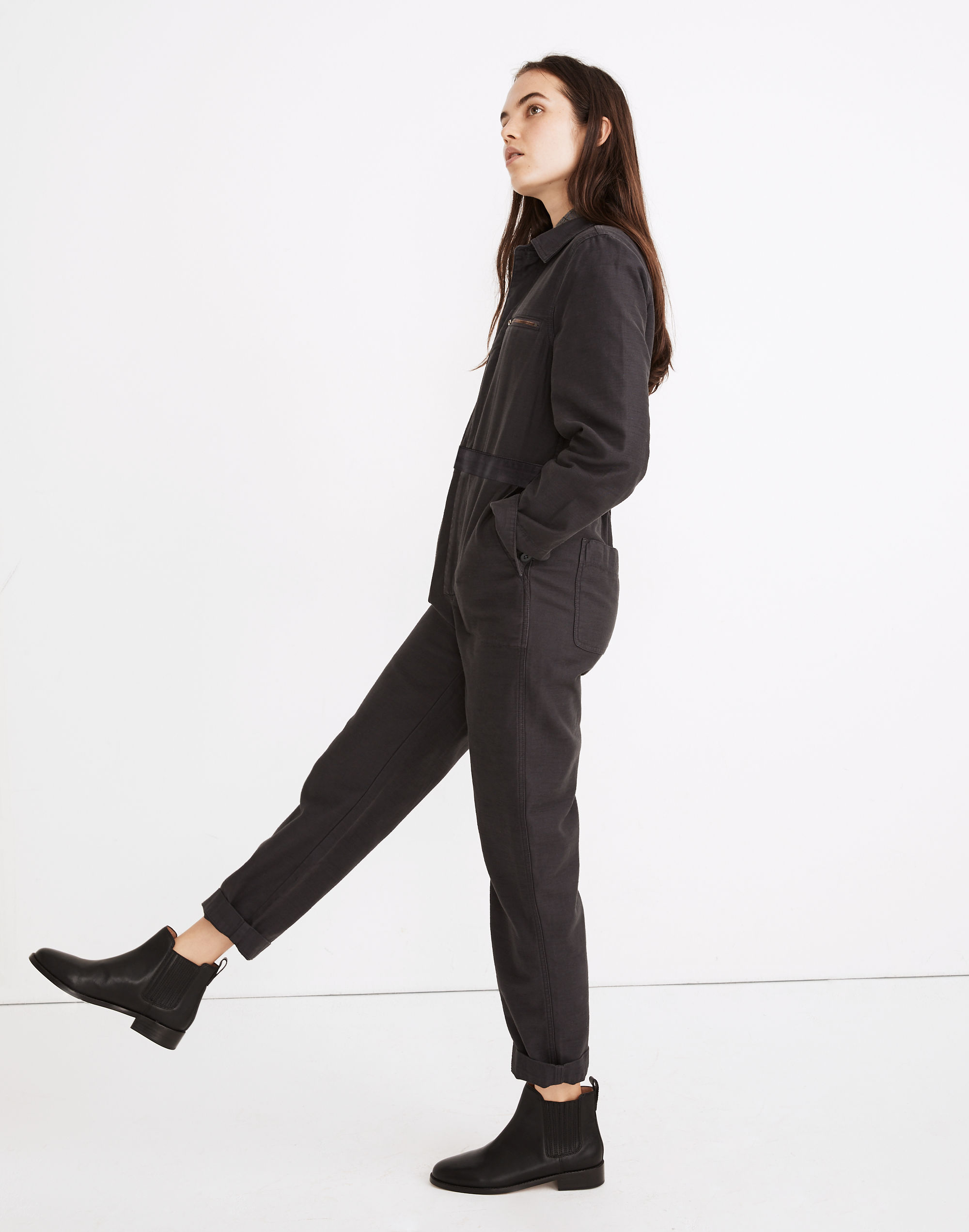 Zip-Pocket Coverall Jumpsuit