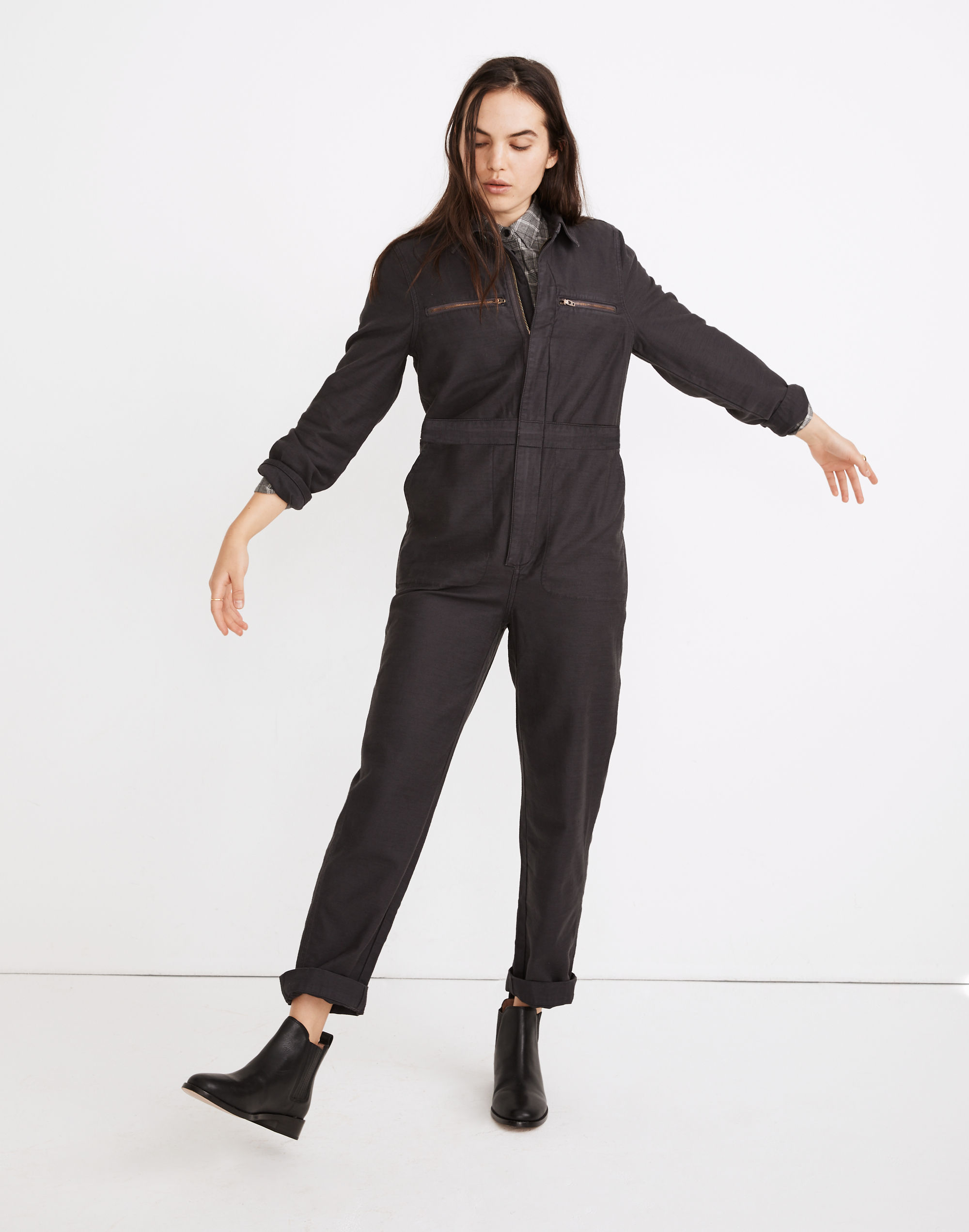 Zip-Pocket Coverall Jumpsuit