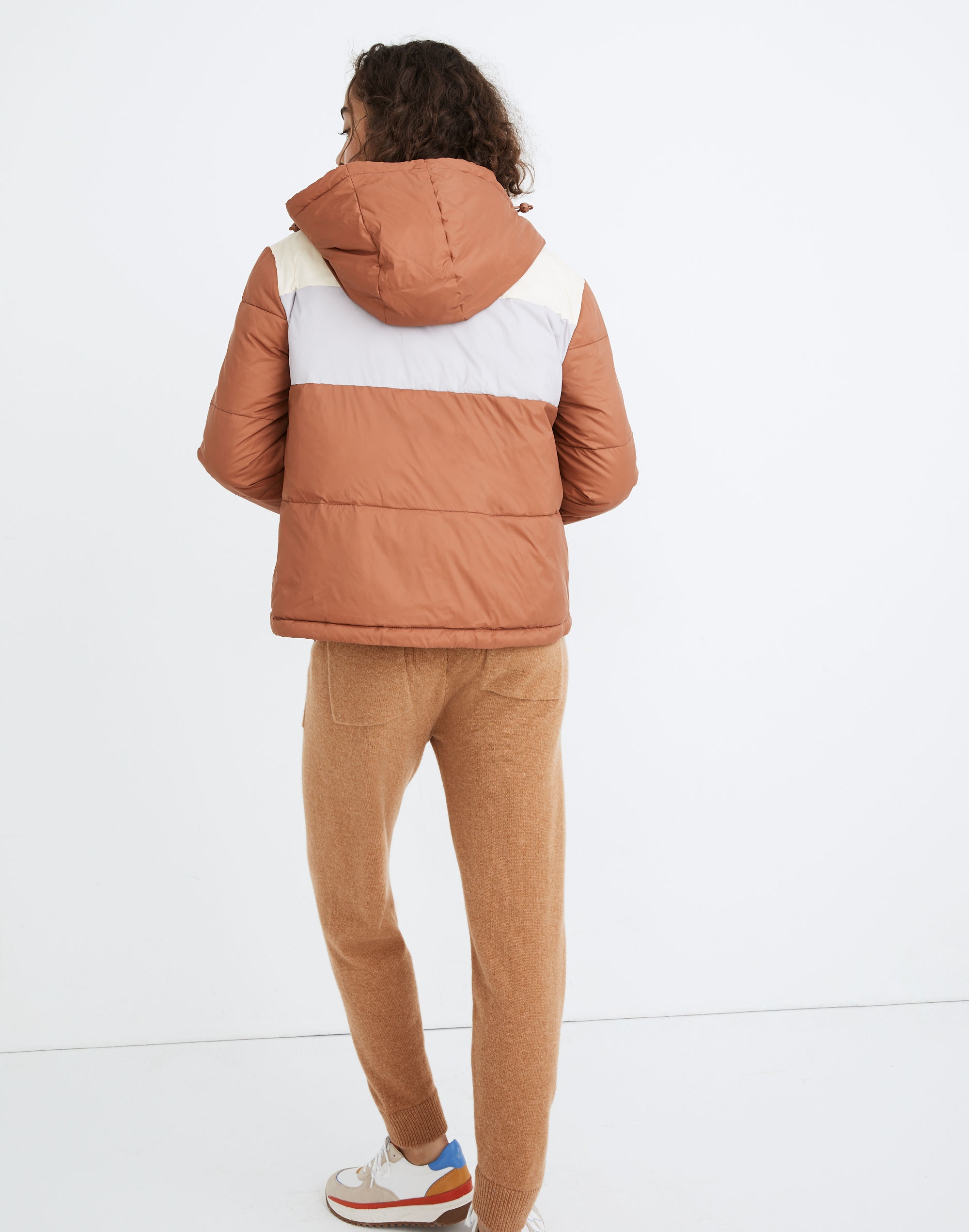 Chevron Packable Puffer Jacket in Colorblock