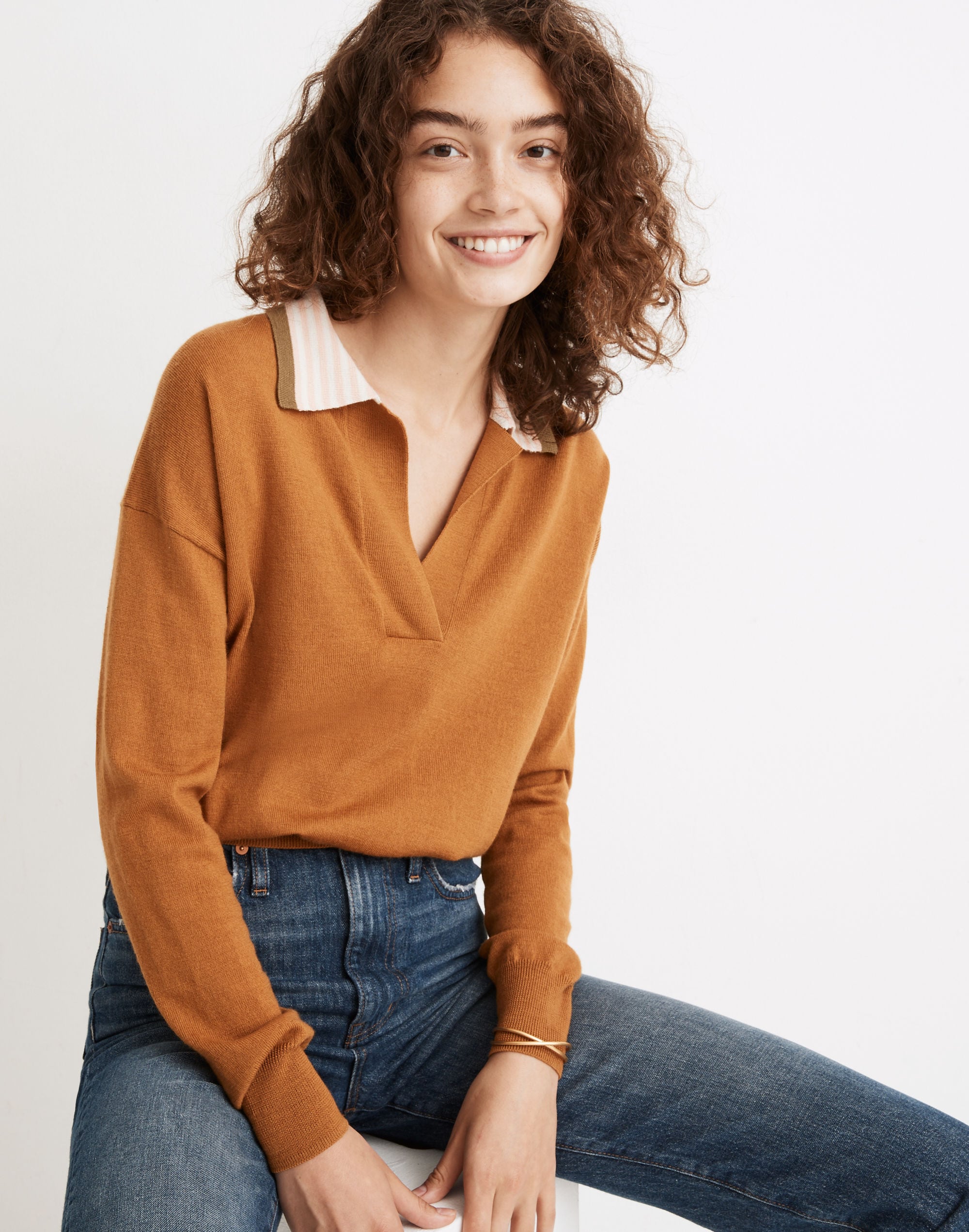 colorblock polo sweater