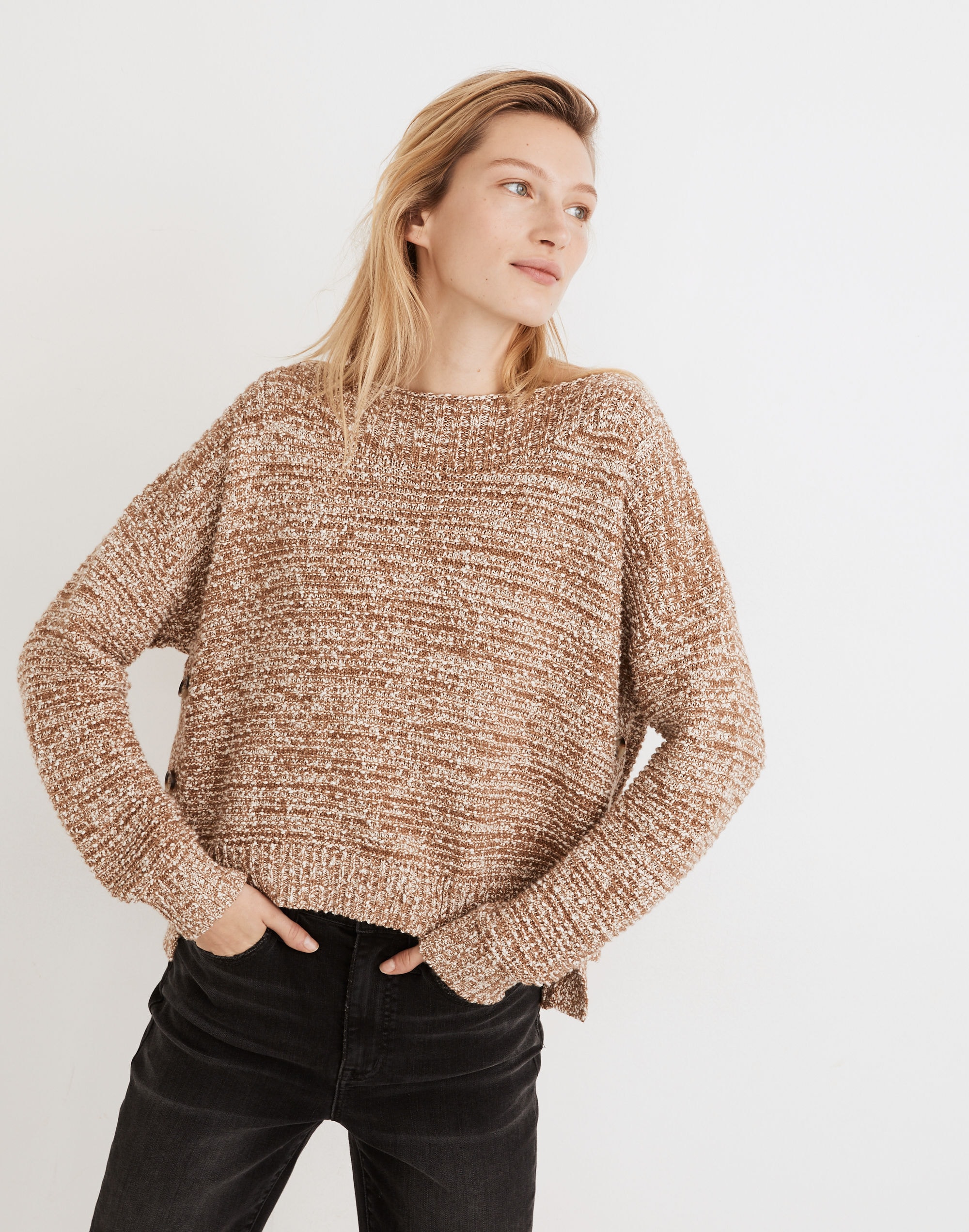 Boatneck Side-Button Sweater