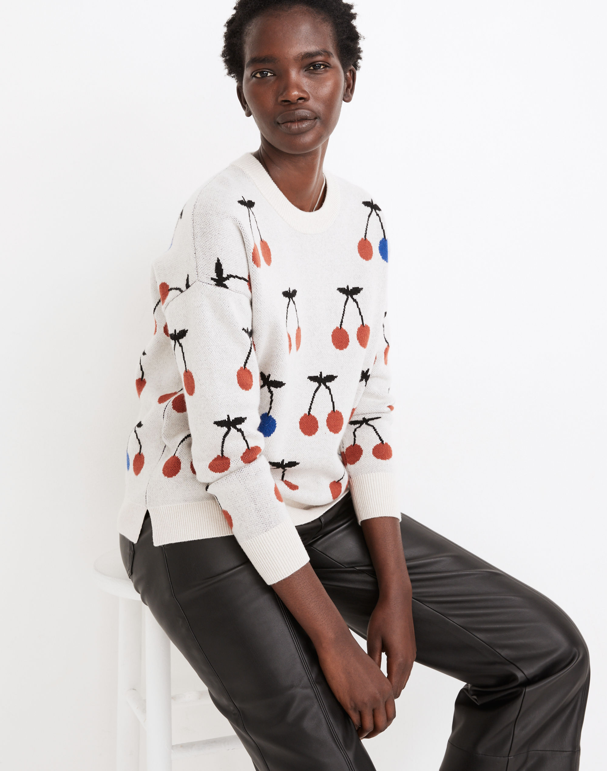 Cherry Jacquard Pullover Sweater