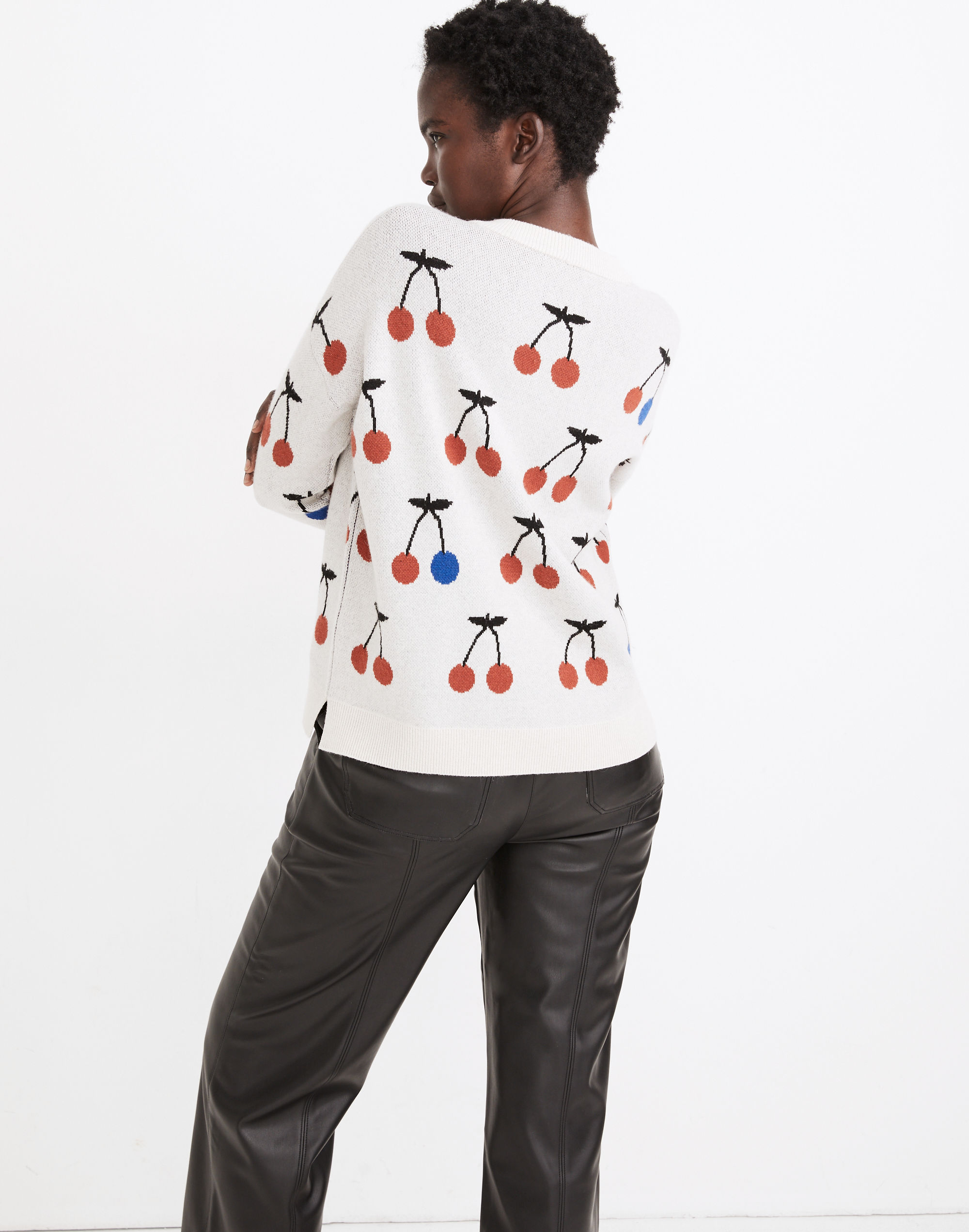 Cherry Jacquard Pullover Sweater