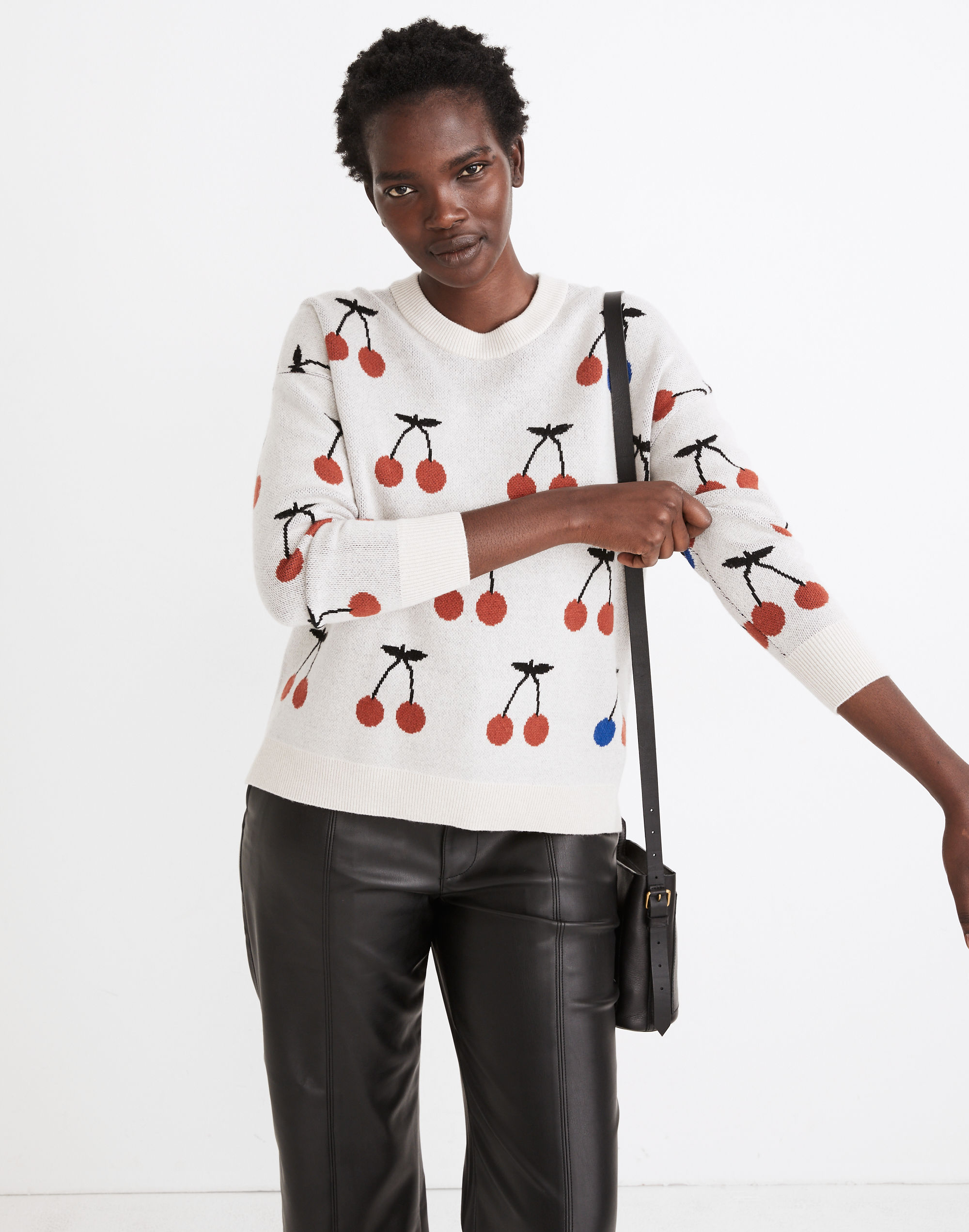 Cherry Jacquard Pullover Sweater