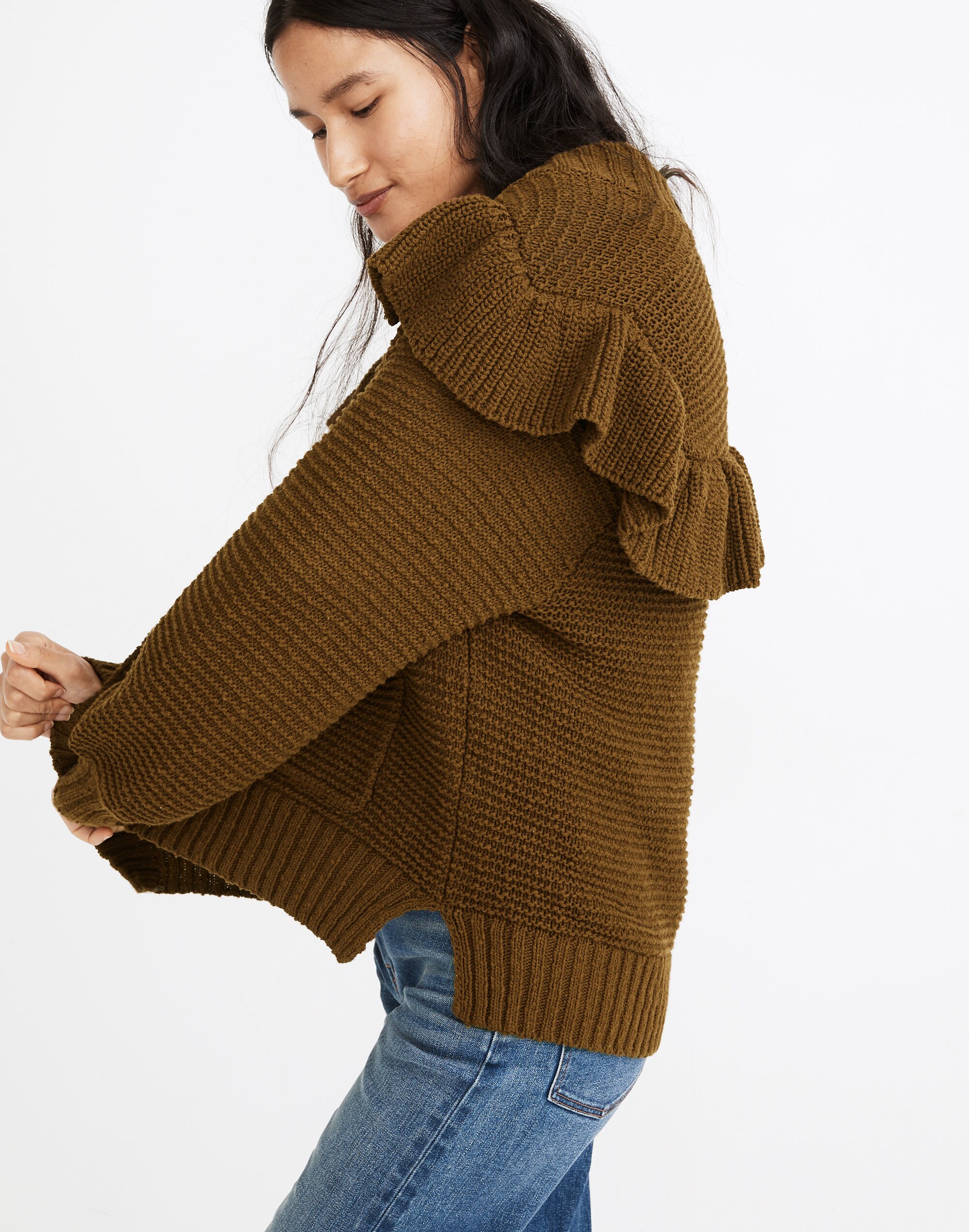Ruffle Cardigan Sweater