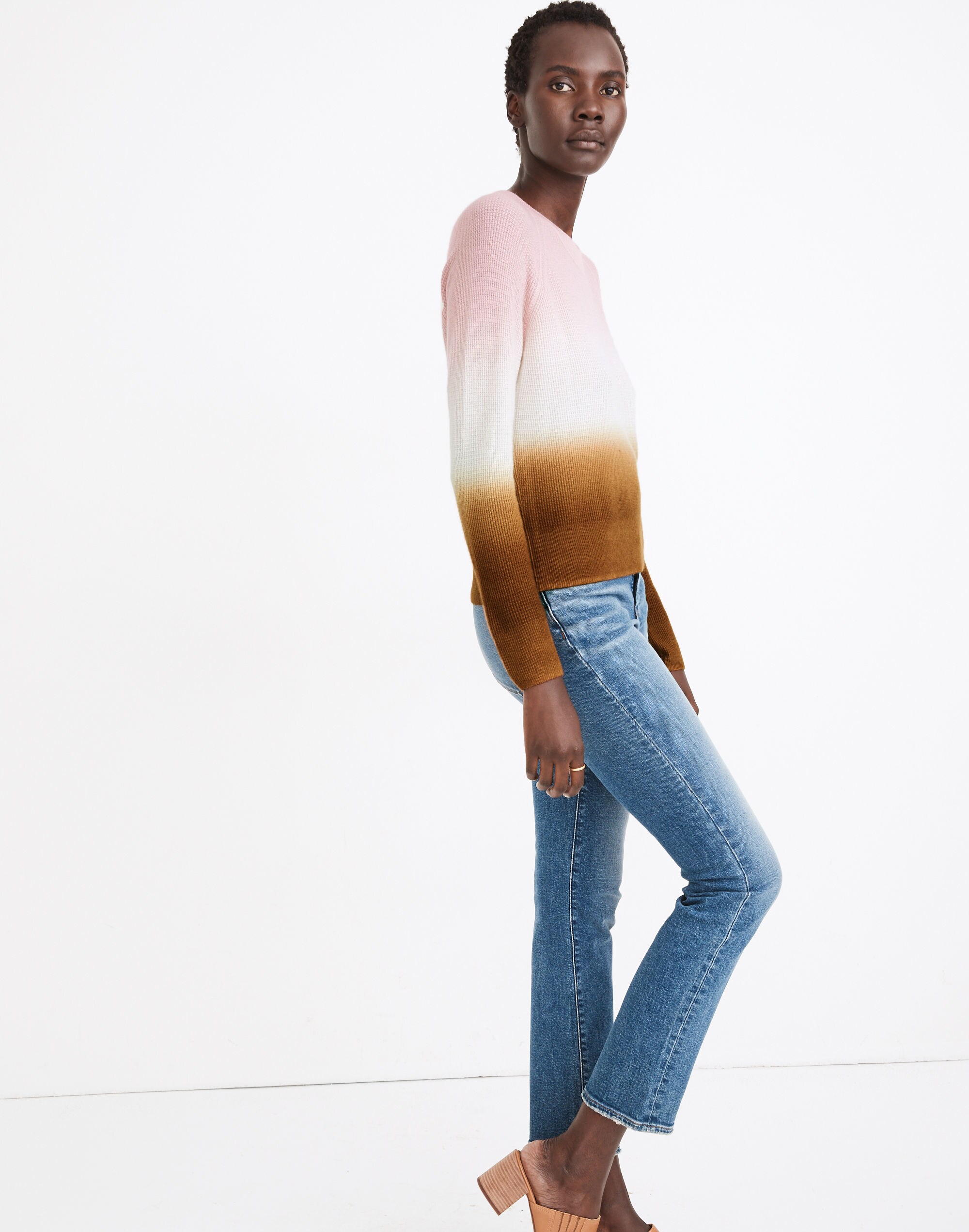 Dip-Dye Cashmere Shrunken Sweatshirt