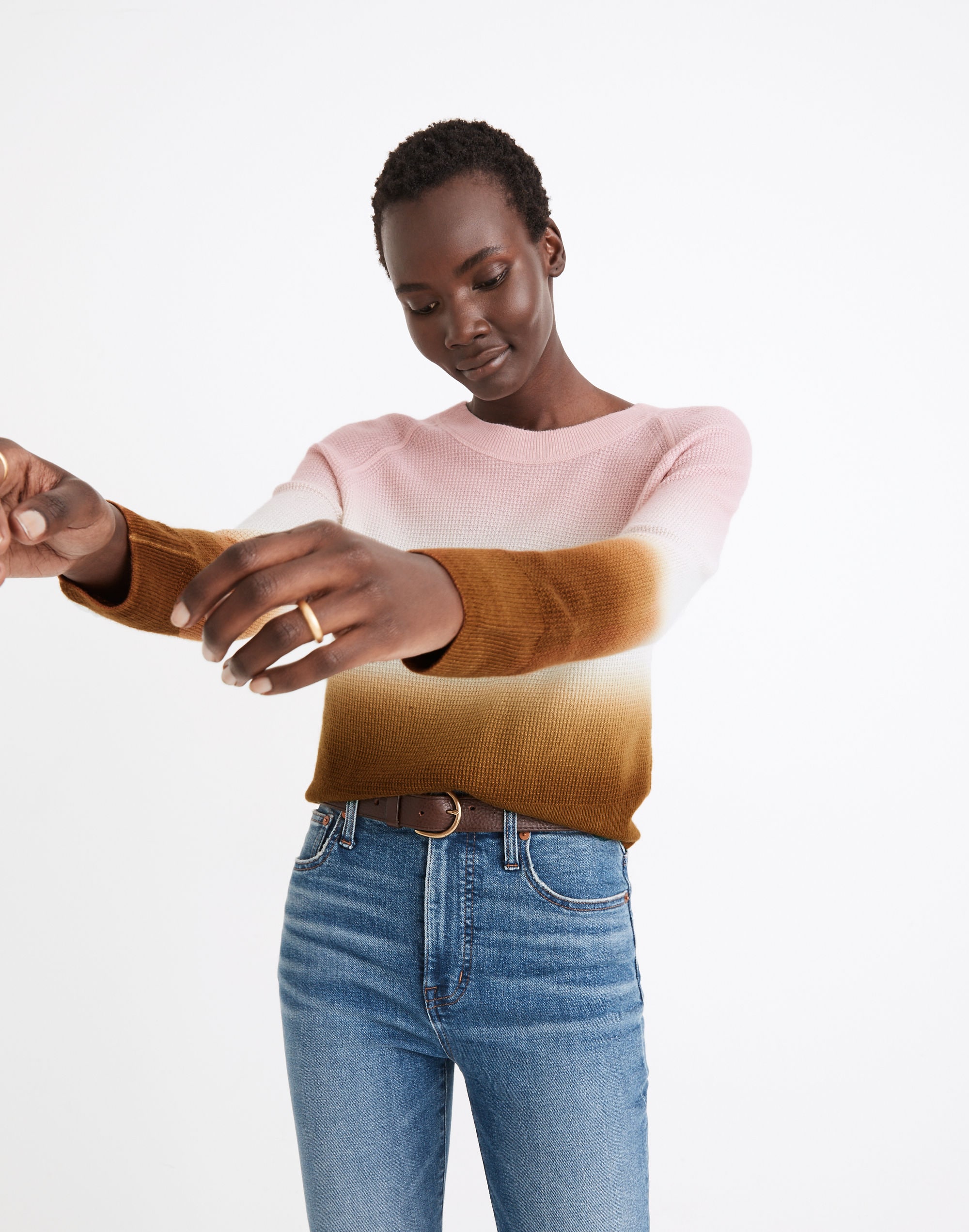 dip-dye cashmere shrunken sweatshirt