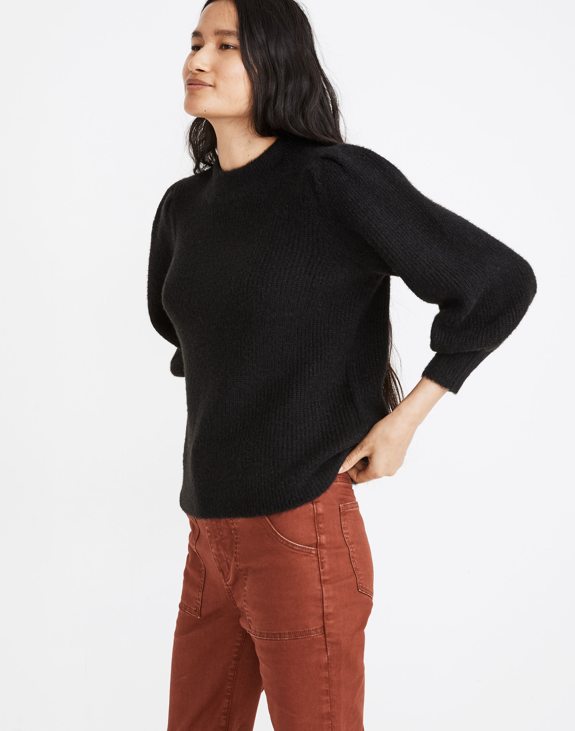 Eaton Puff-Sleeve Pullover Sweater