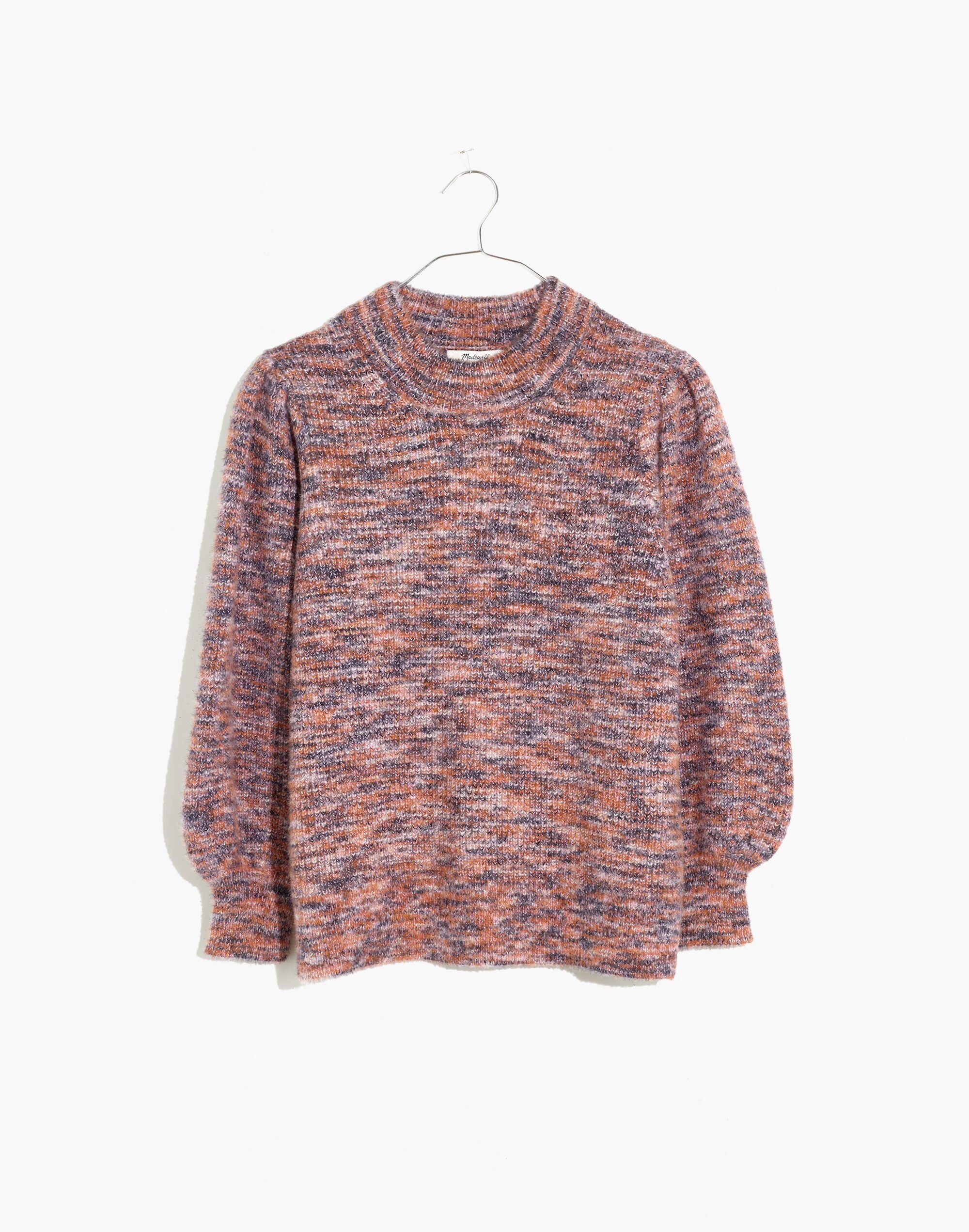 Space-Dyed Eaton Puff-Sleeve Pullover Sweater