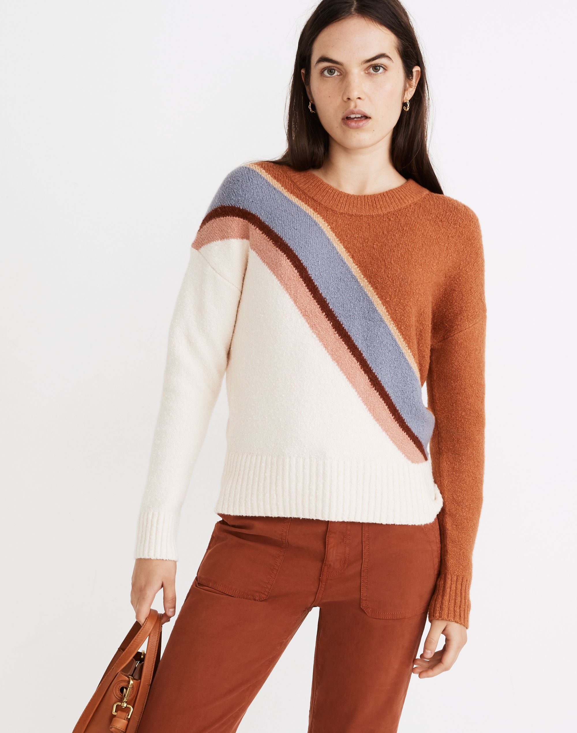 striped lyford pullover sweater in coziest textured yarn