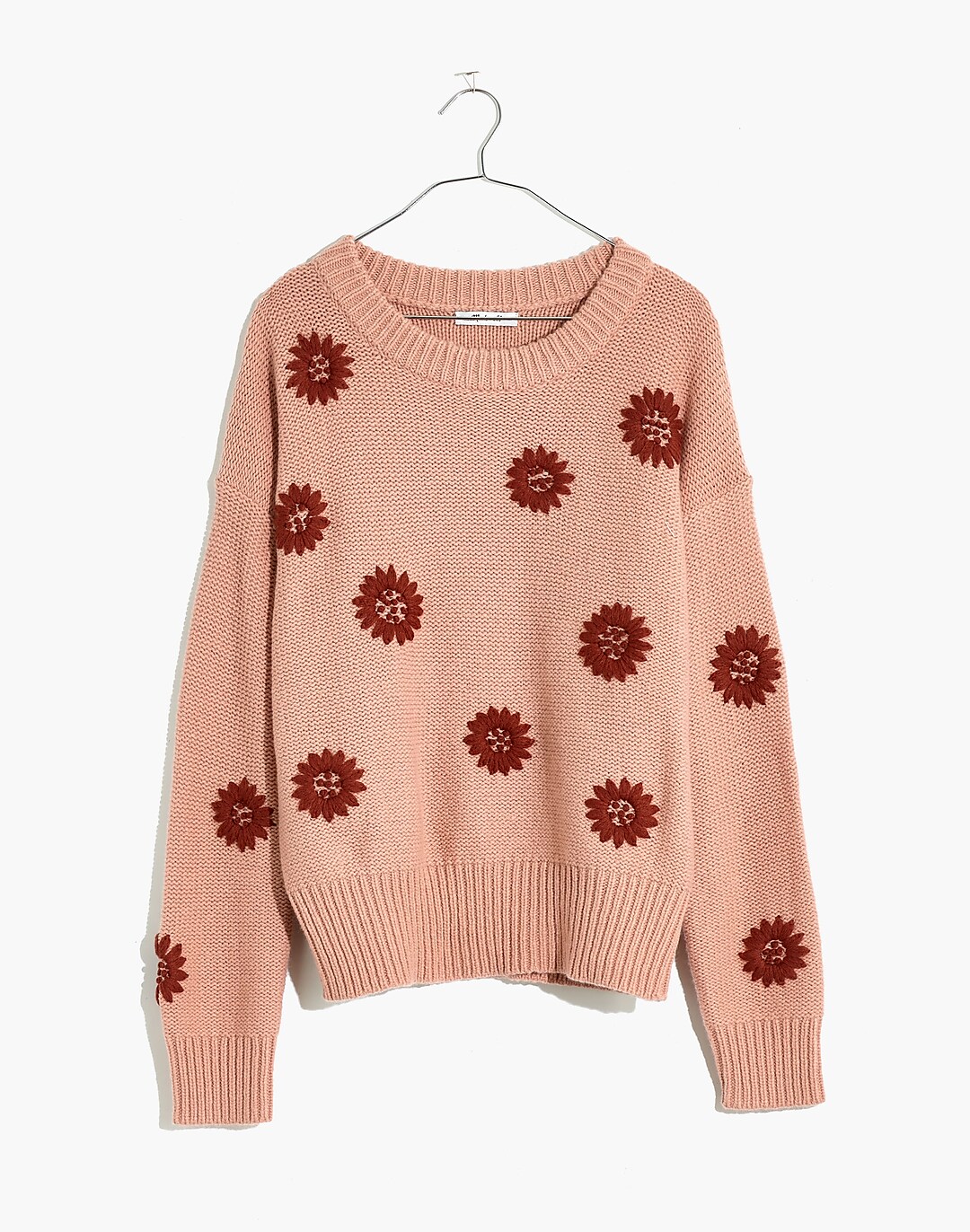 Flower Embroidered Pullover Sweater