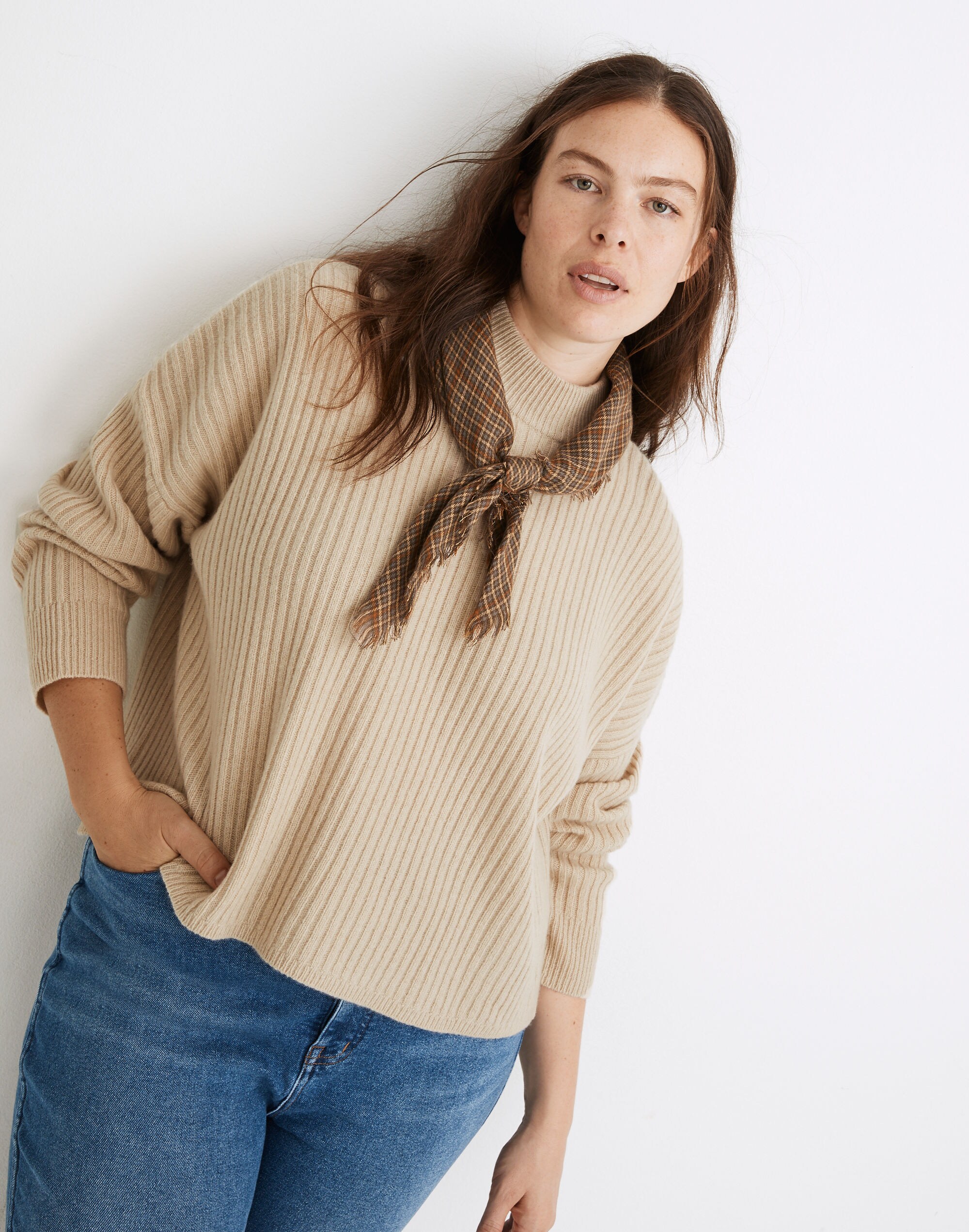 Women's (Re)sourced Cashmere Ribbed Mockneck Pullover Sweater | Madewell