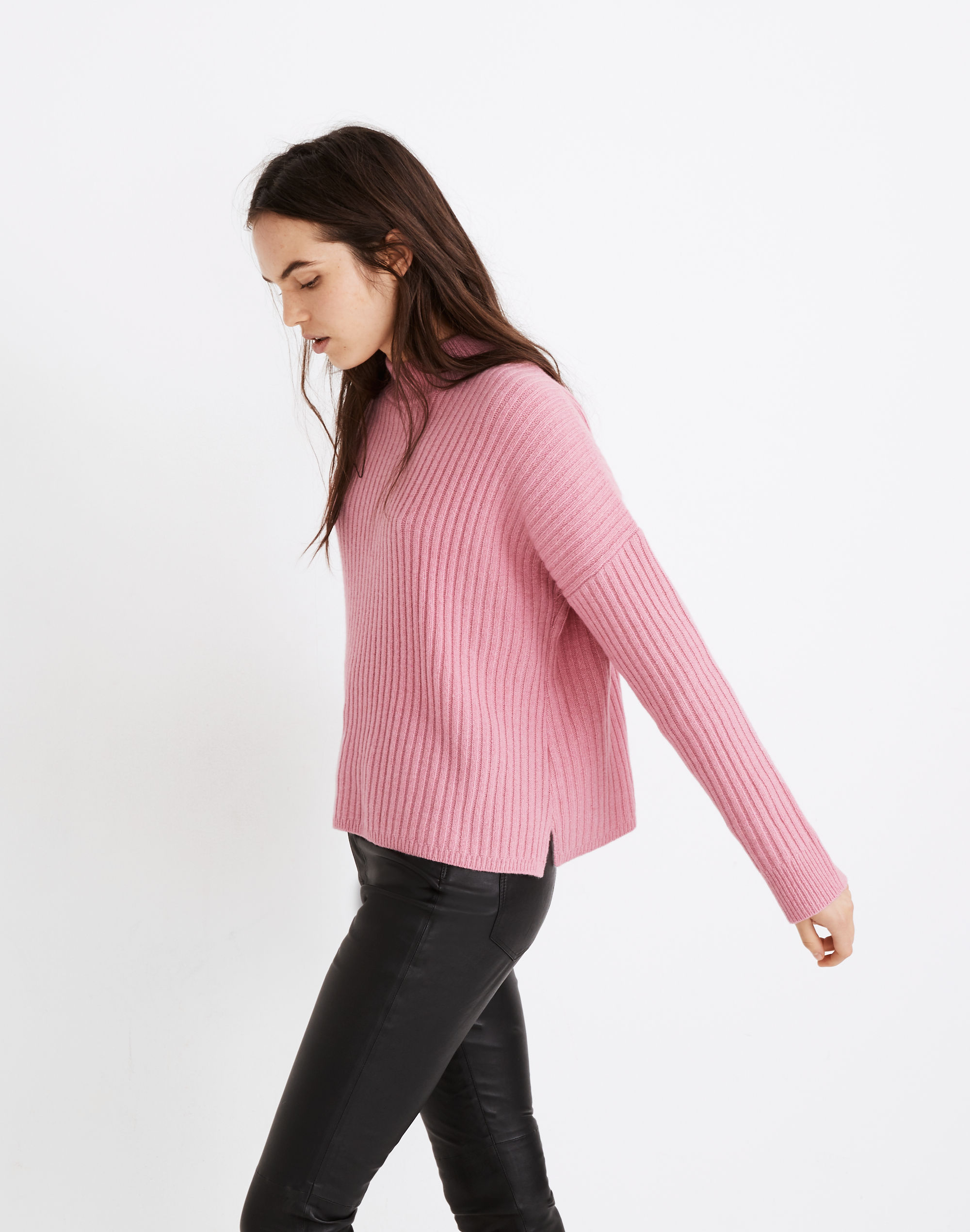 (Re)sourced Cashmere Ribbed Mockneck Pullover Sweater
