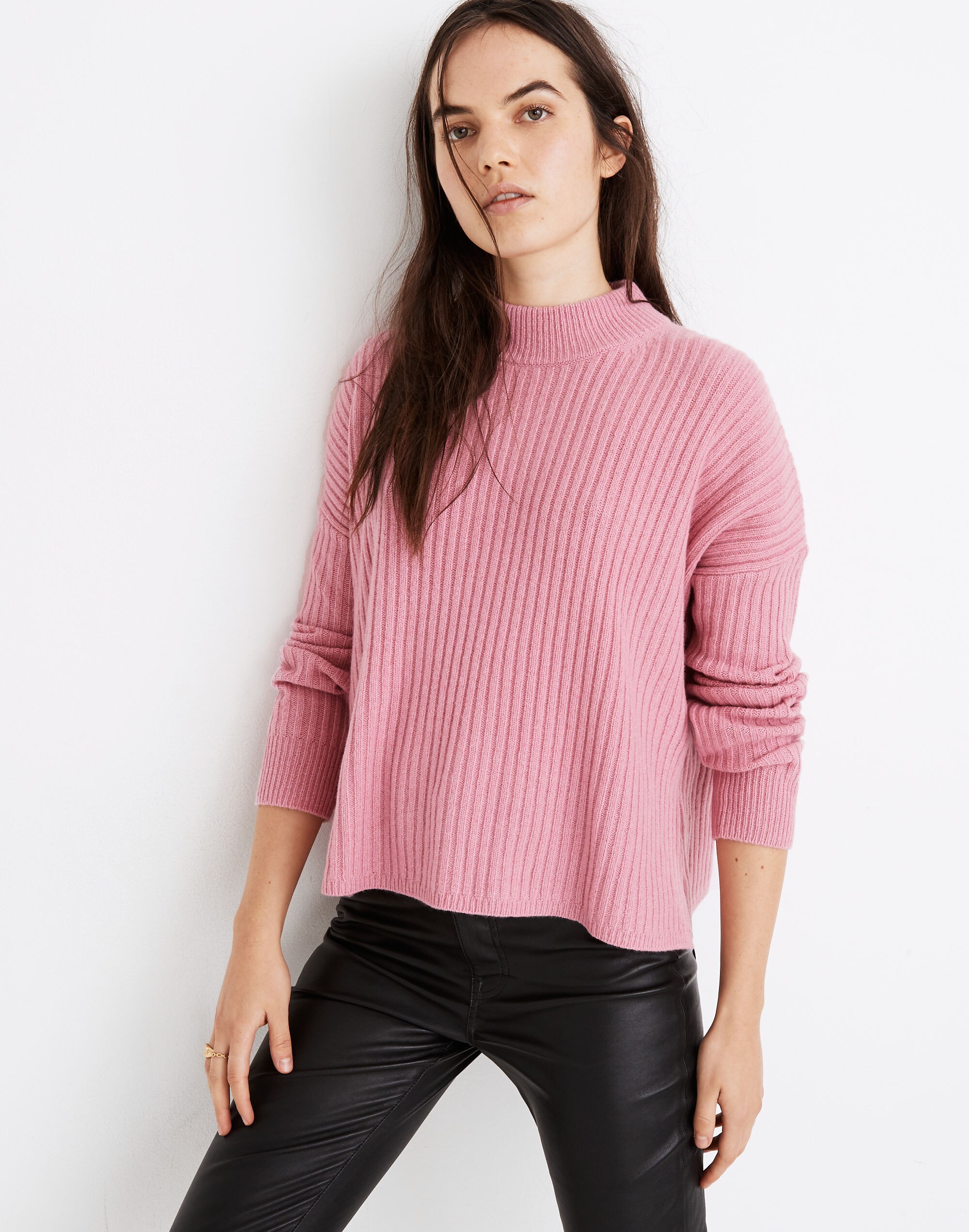 (Re)sourced Cashmere Ribbed Mockneck Pullover Sweater