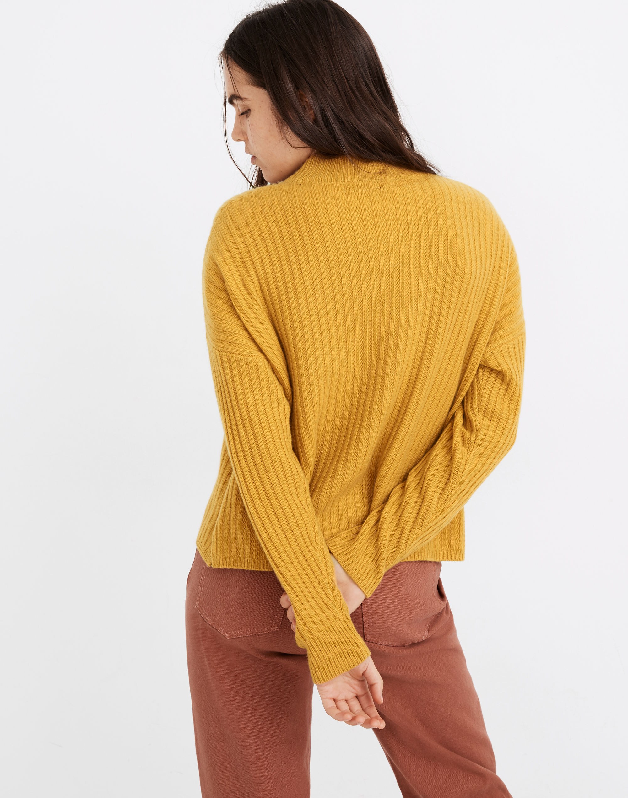 (Re)sourced Cashmere Ribbed Mockneck Pullover Sweater
