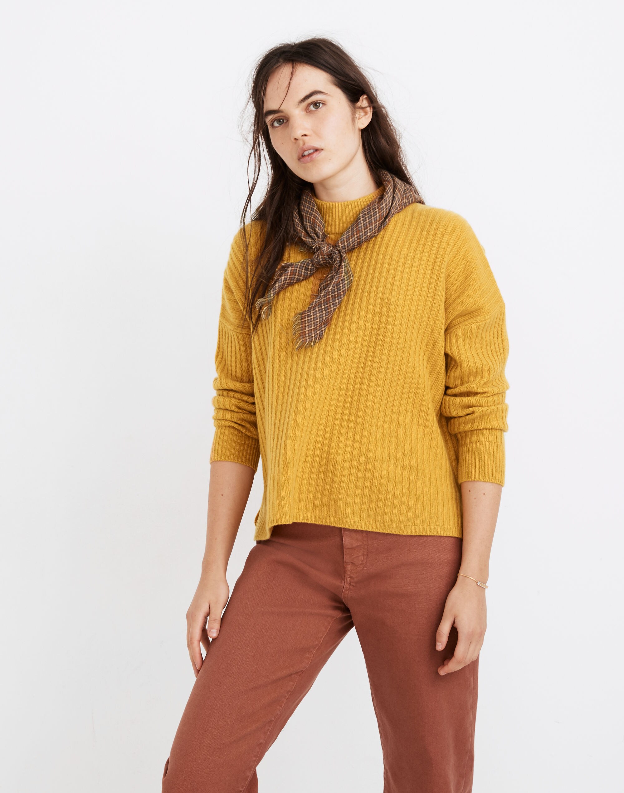 (Re)sourced Cashmere Ribbed Mockneck Pullover Sweater