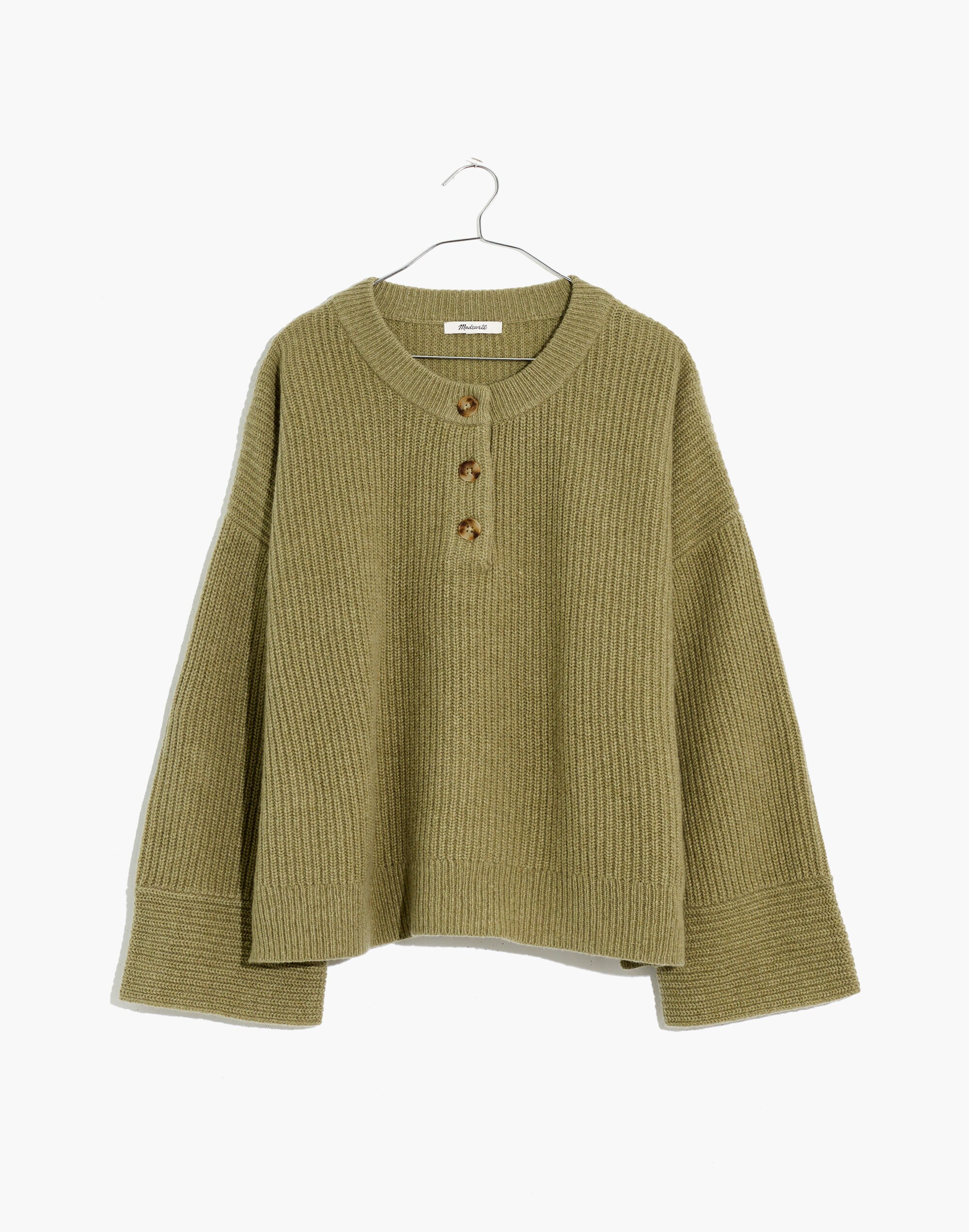 (Re)sourced Cashmere Ribbed Henley Sweater