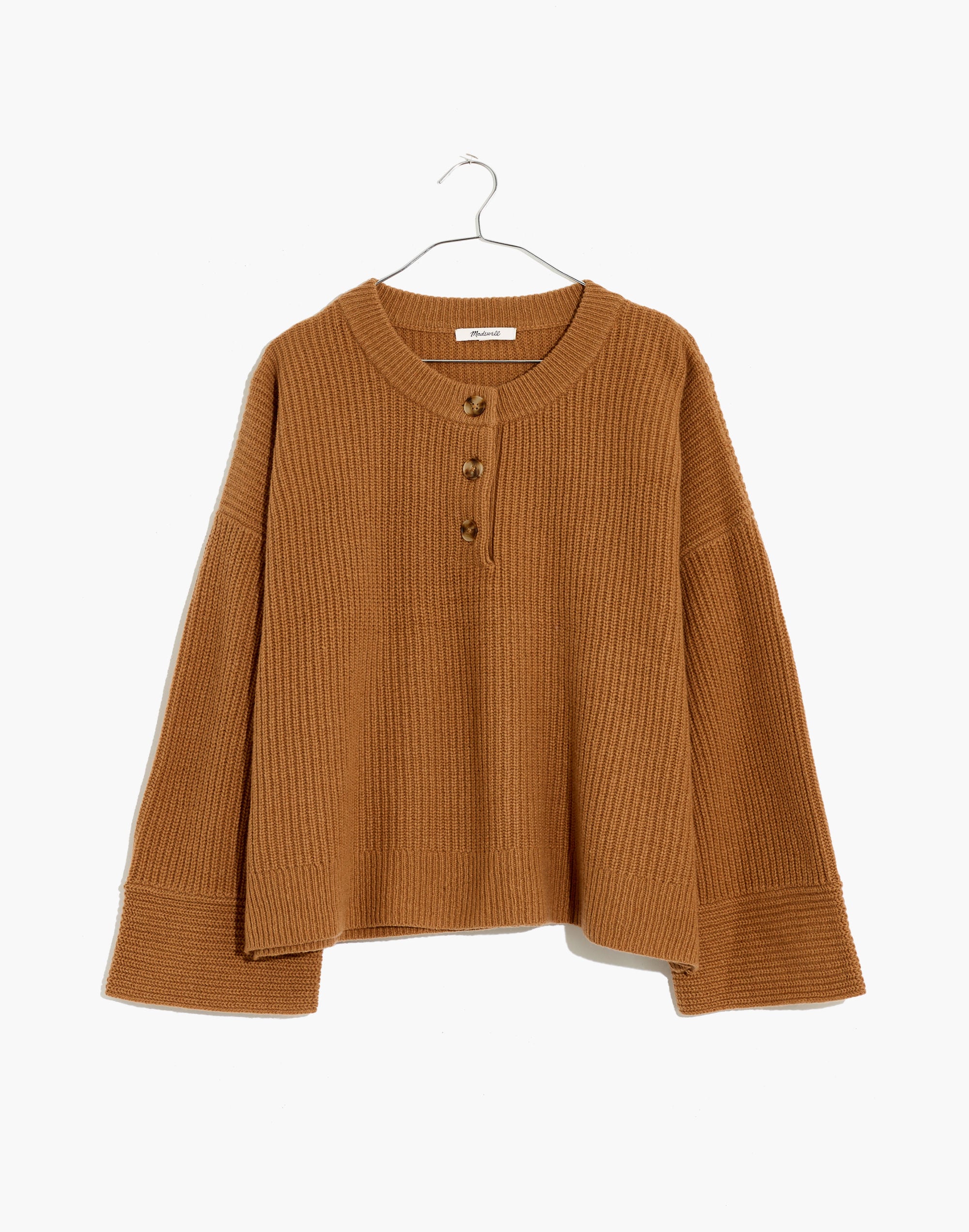 (Re)sourced Cashmere Ribbed Henley Sweater