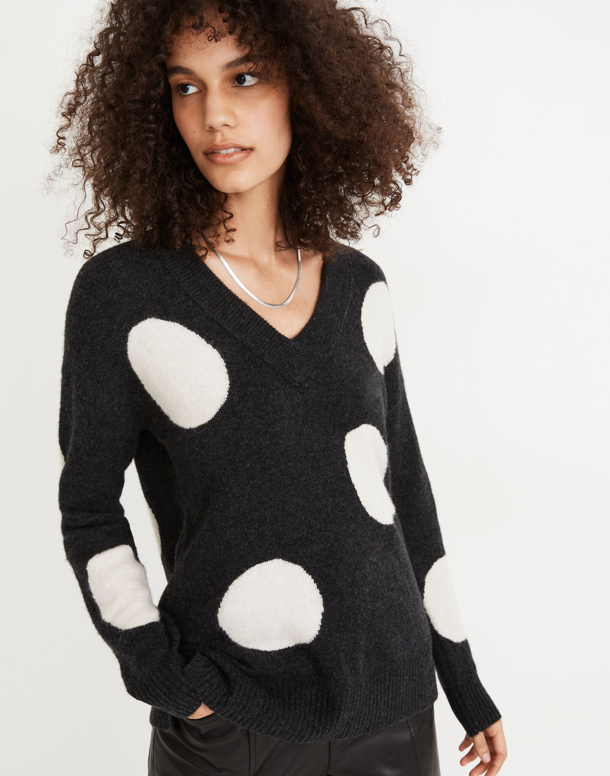Dotted Bartlett V-Neck Pullover Sweater in Coziest Yarn