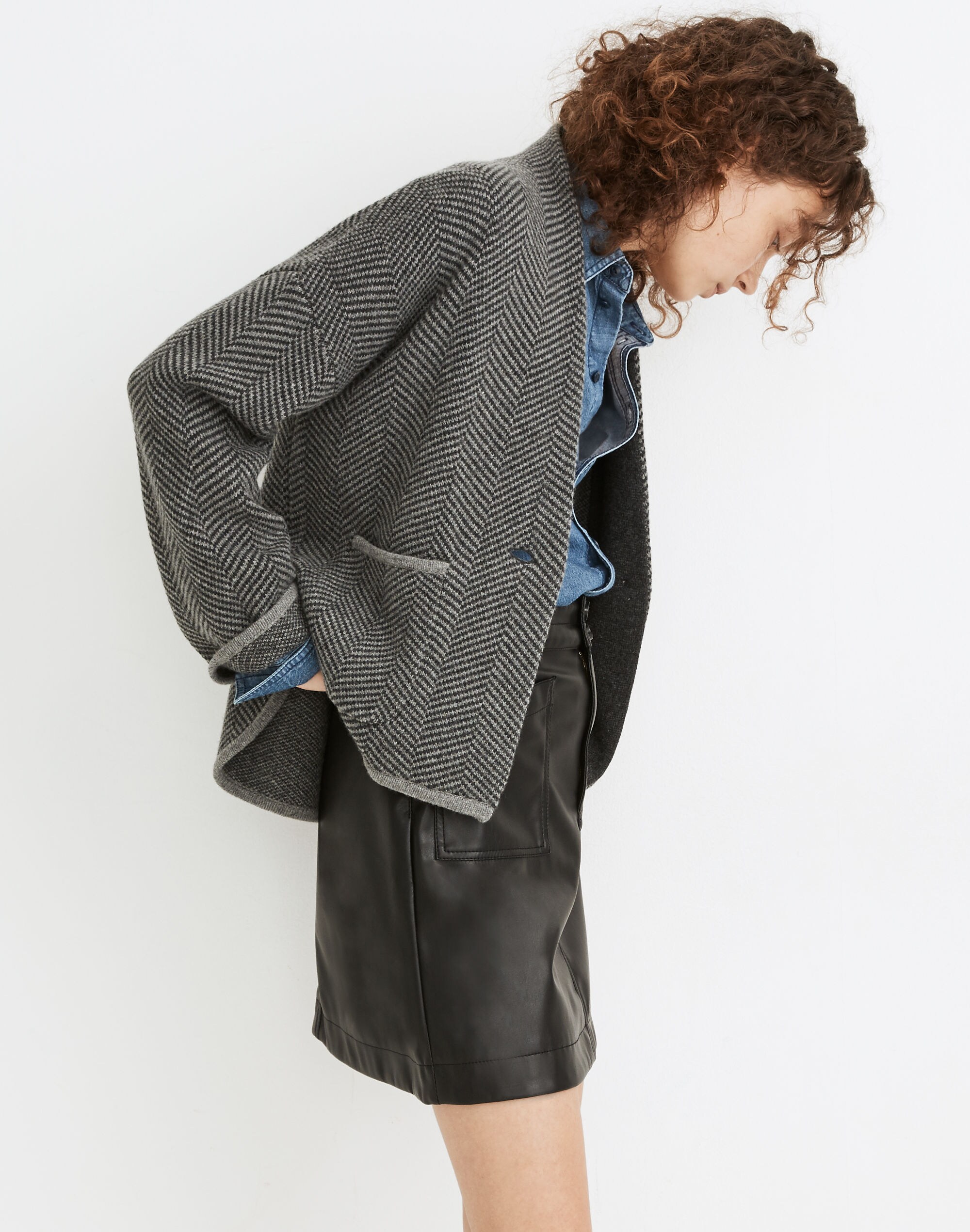 Herringbone Crop Sweater Jacket