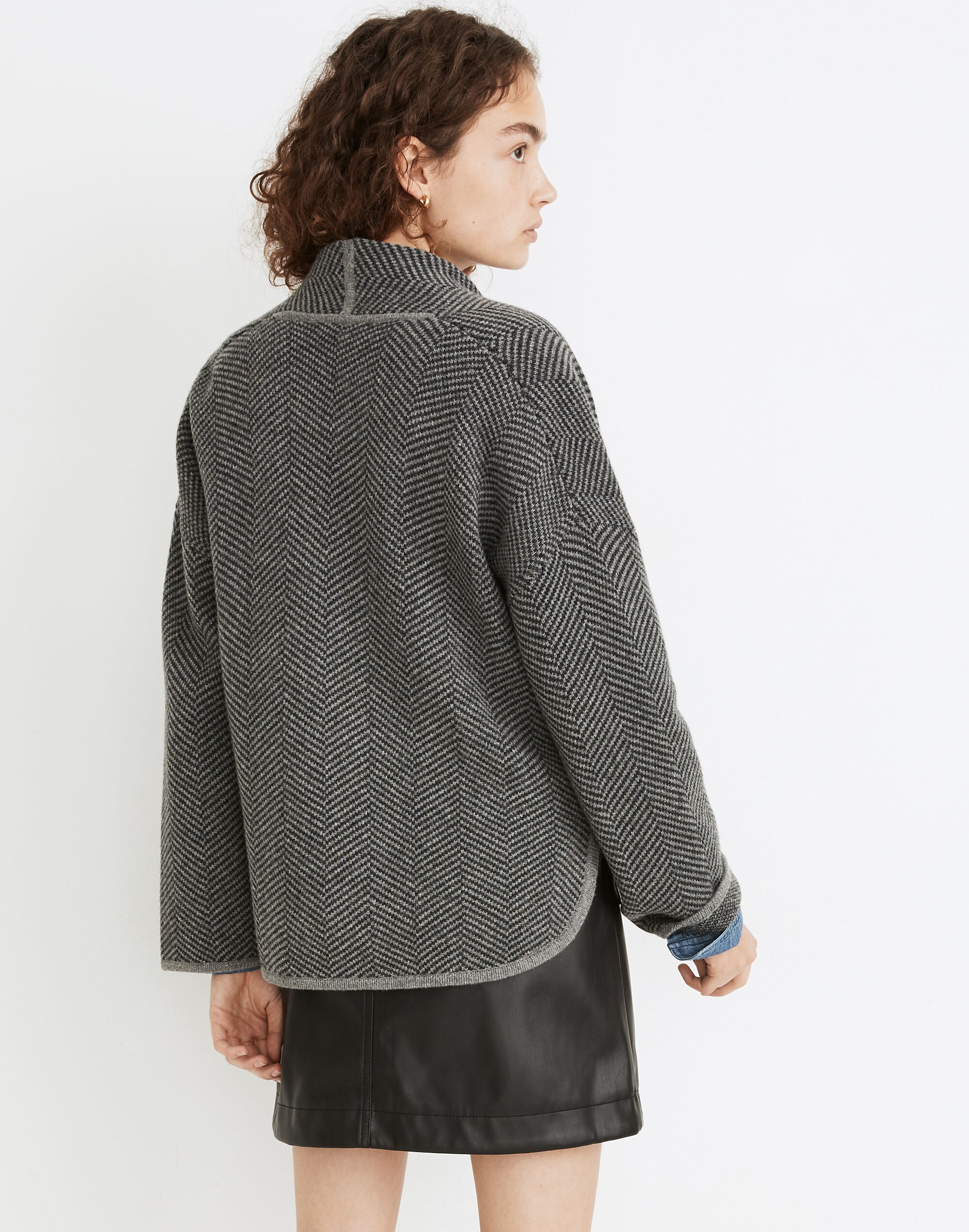 Herringbone Crop Sweater Jacket