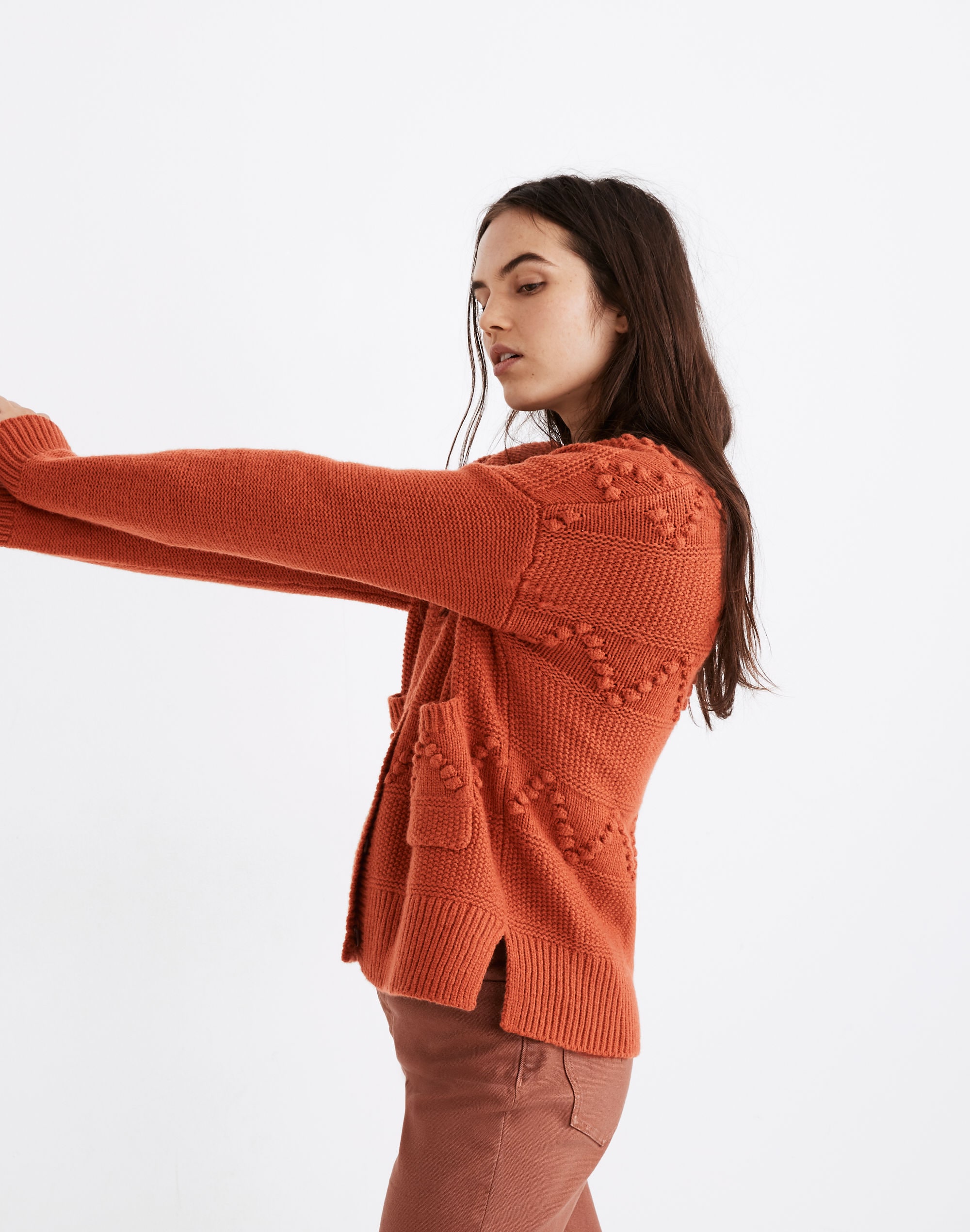 Zigzag Bobble Cardigan Sweater