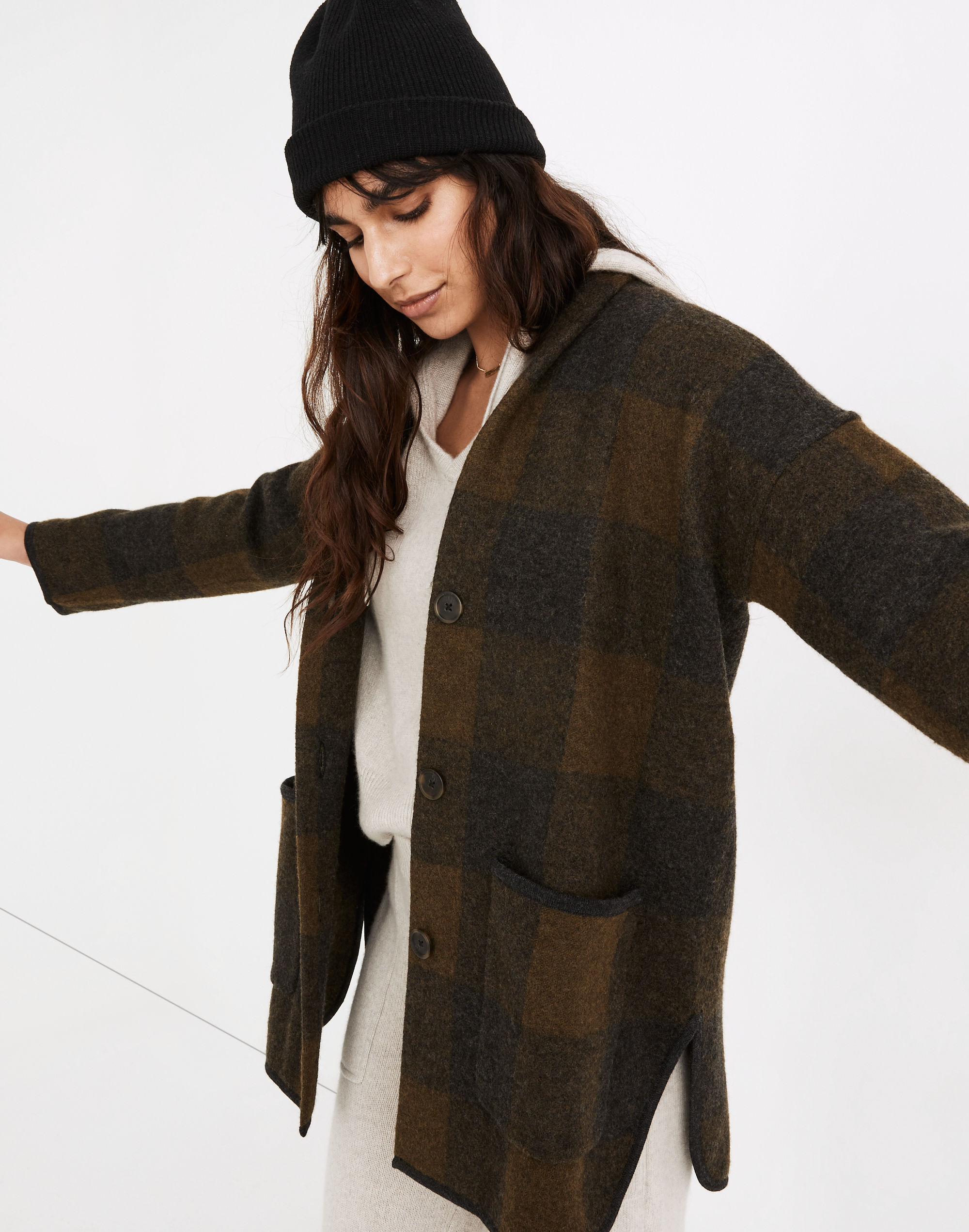 Buffalo Check Sweater Coat