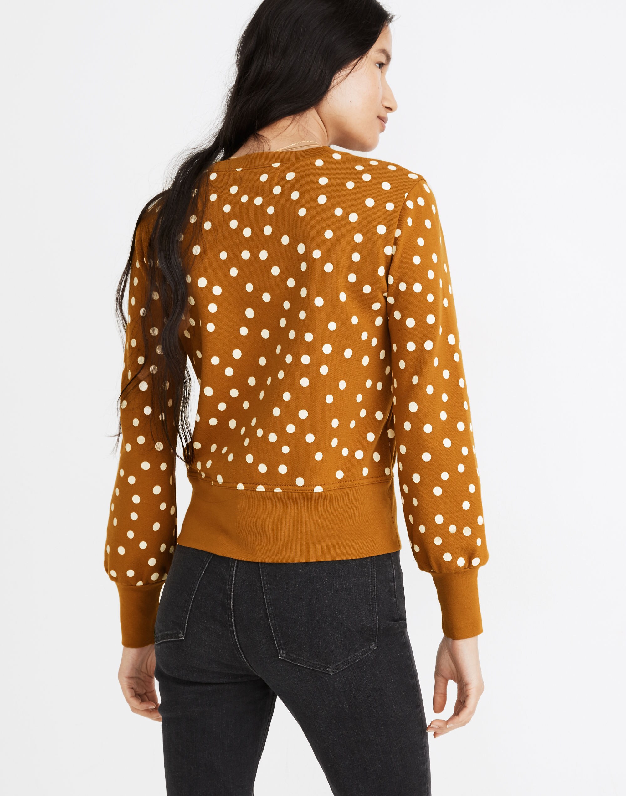 Banded Sweatshirt in Inkwell Dots