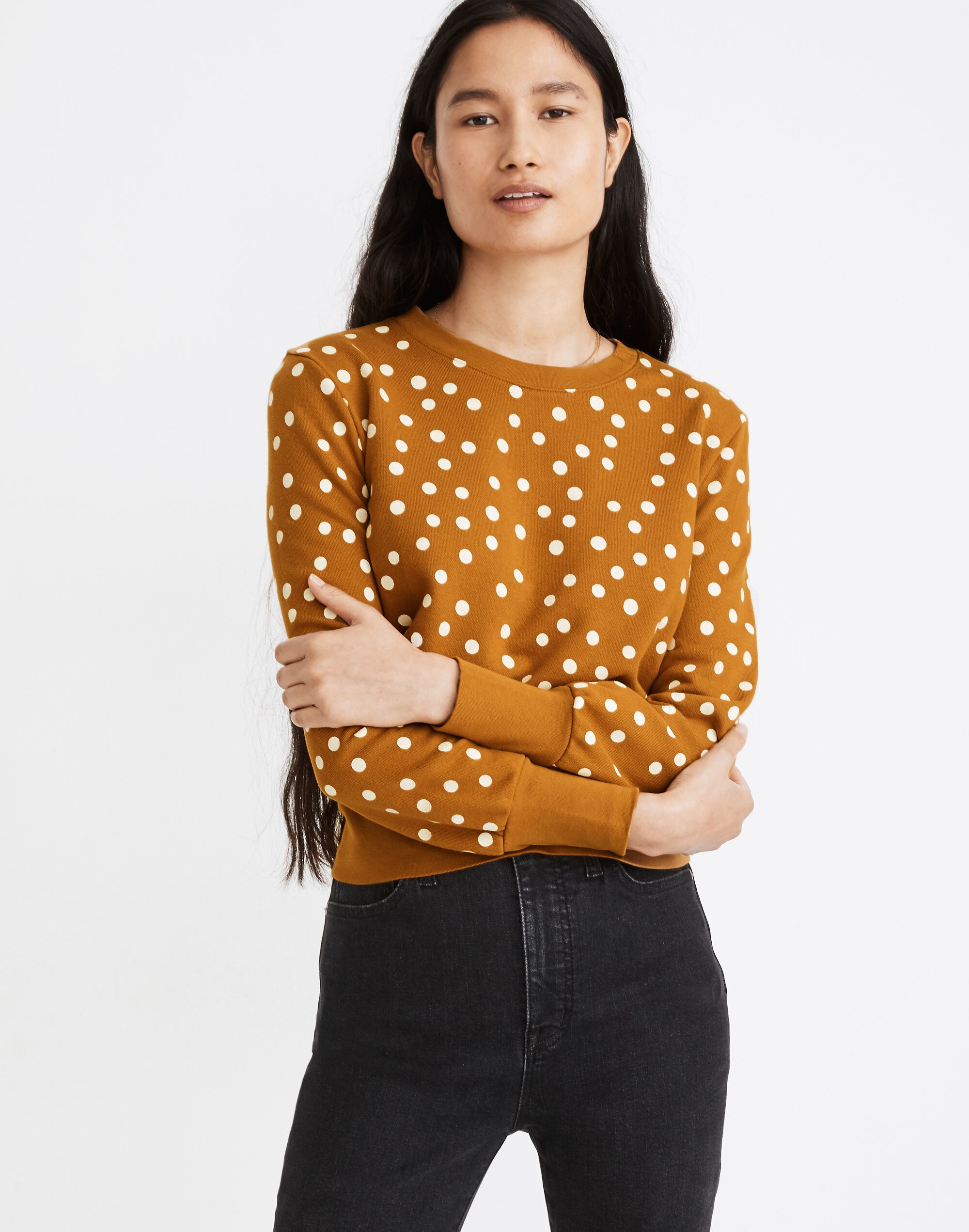 Banded Sweatshirt in Inkwell Dots