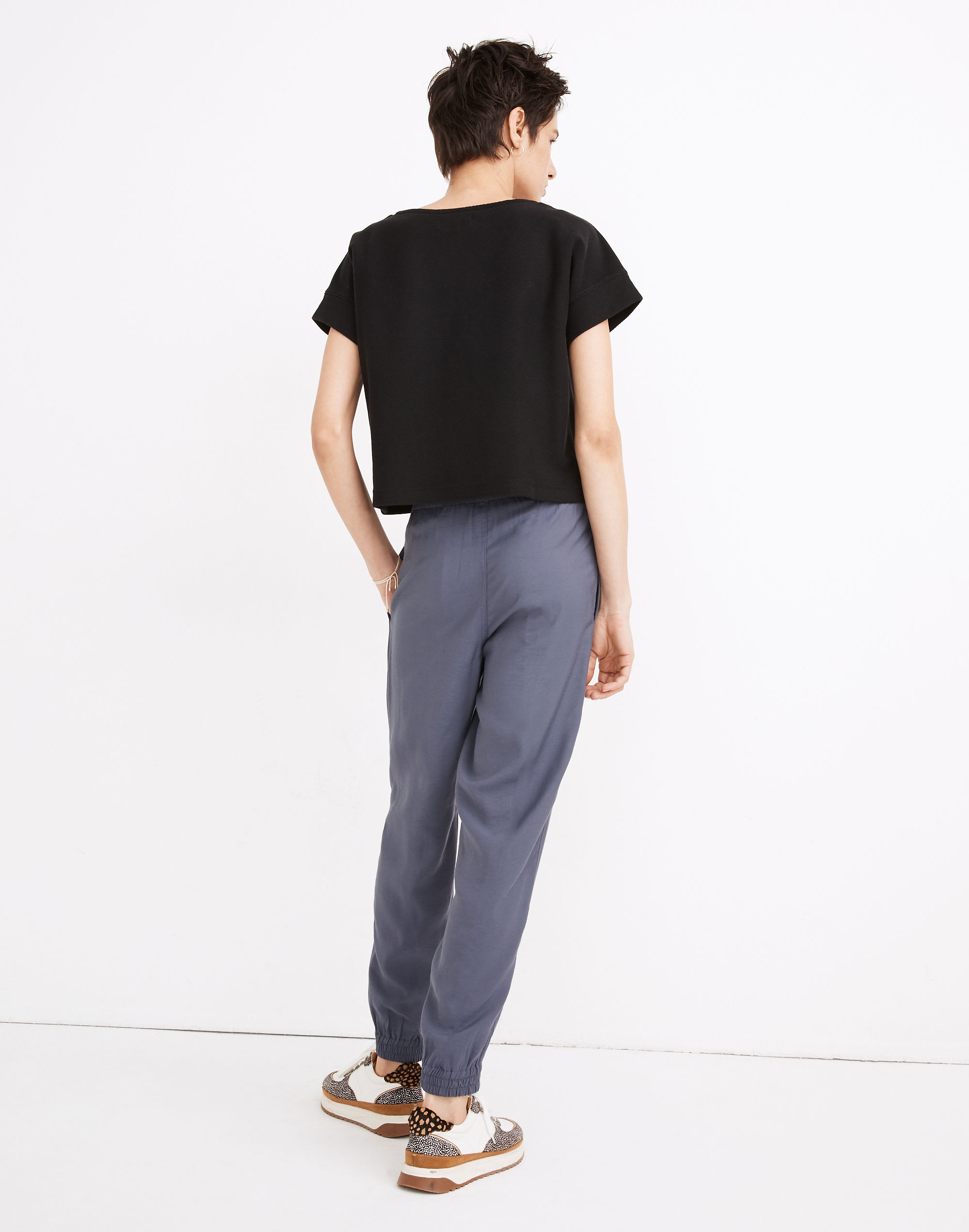 Twill Jacquard Boxy-Crop Tee