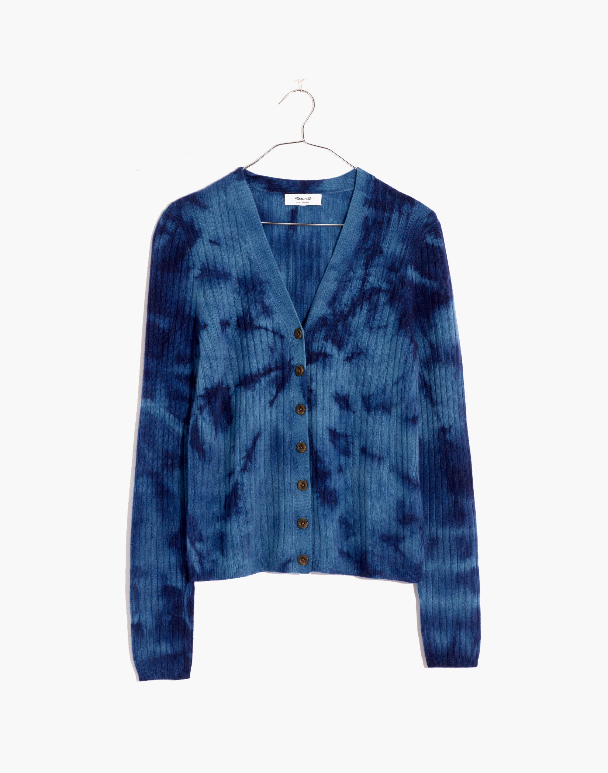 Tie-Dye Cashmere Ribbed Slim Cardigan Sweater