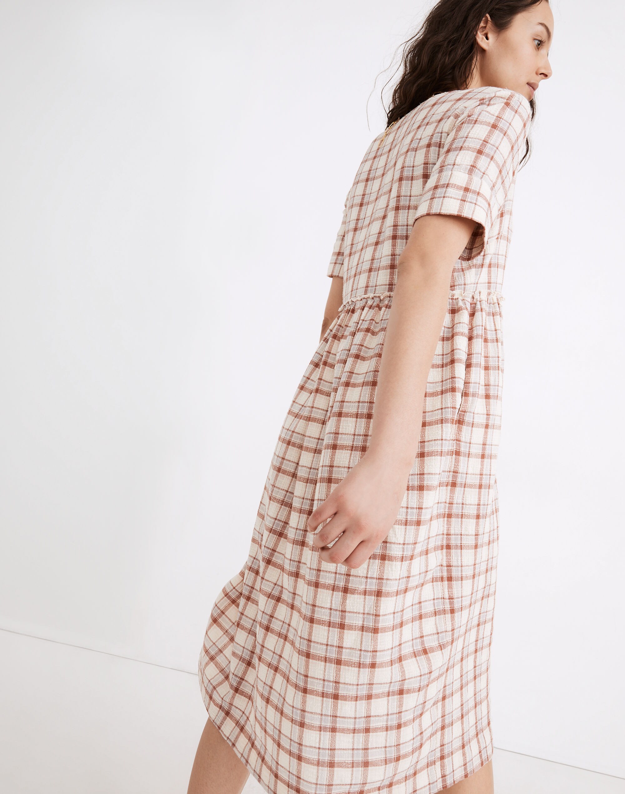 Plaid Pocket Midi Shirtdress