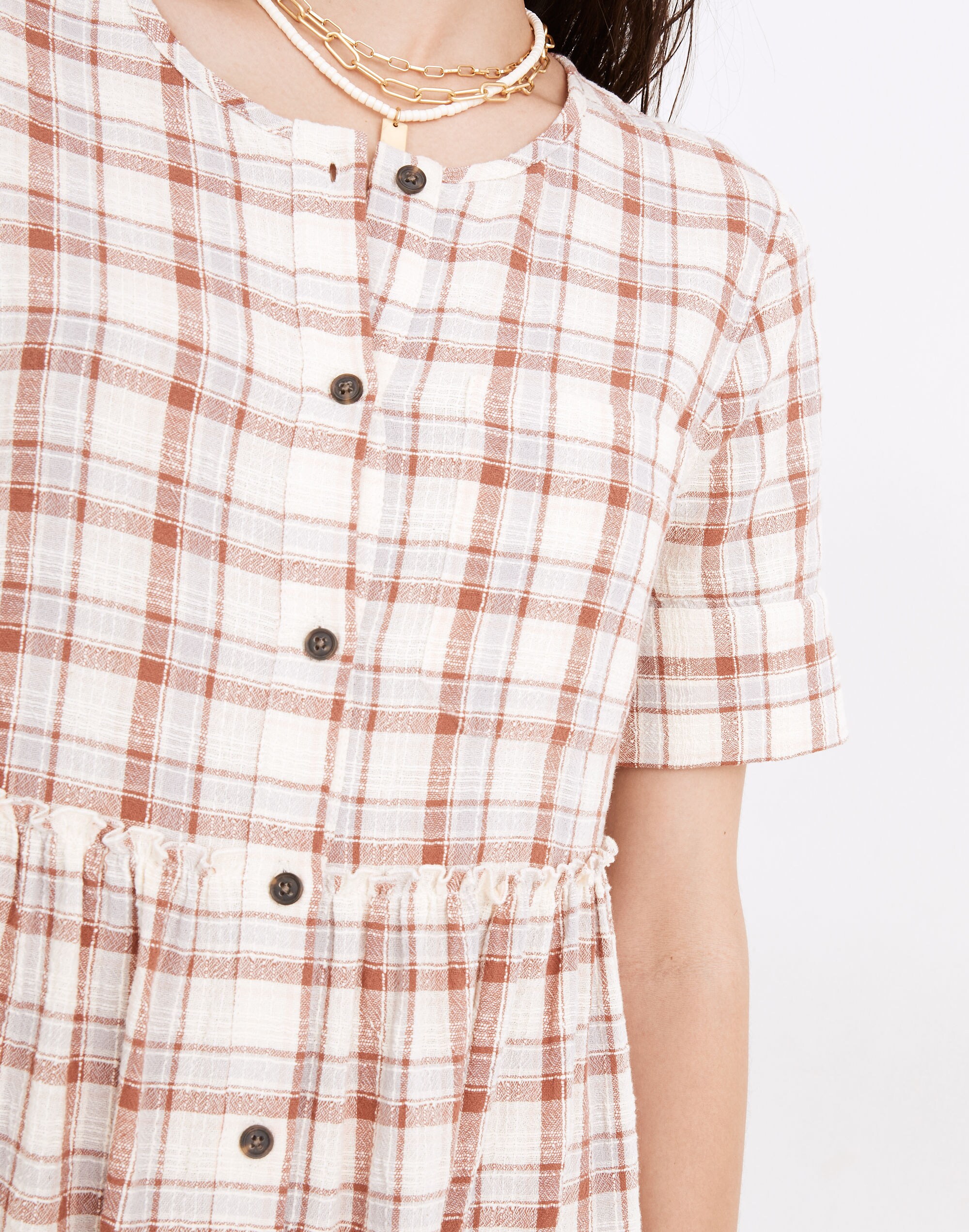 Plaid Pocket Midi Shirtdress