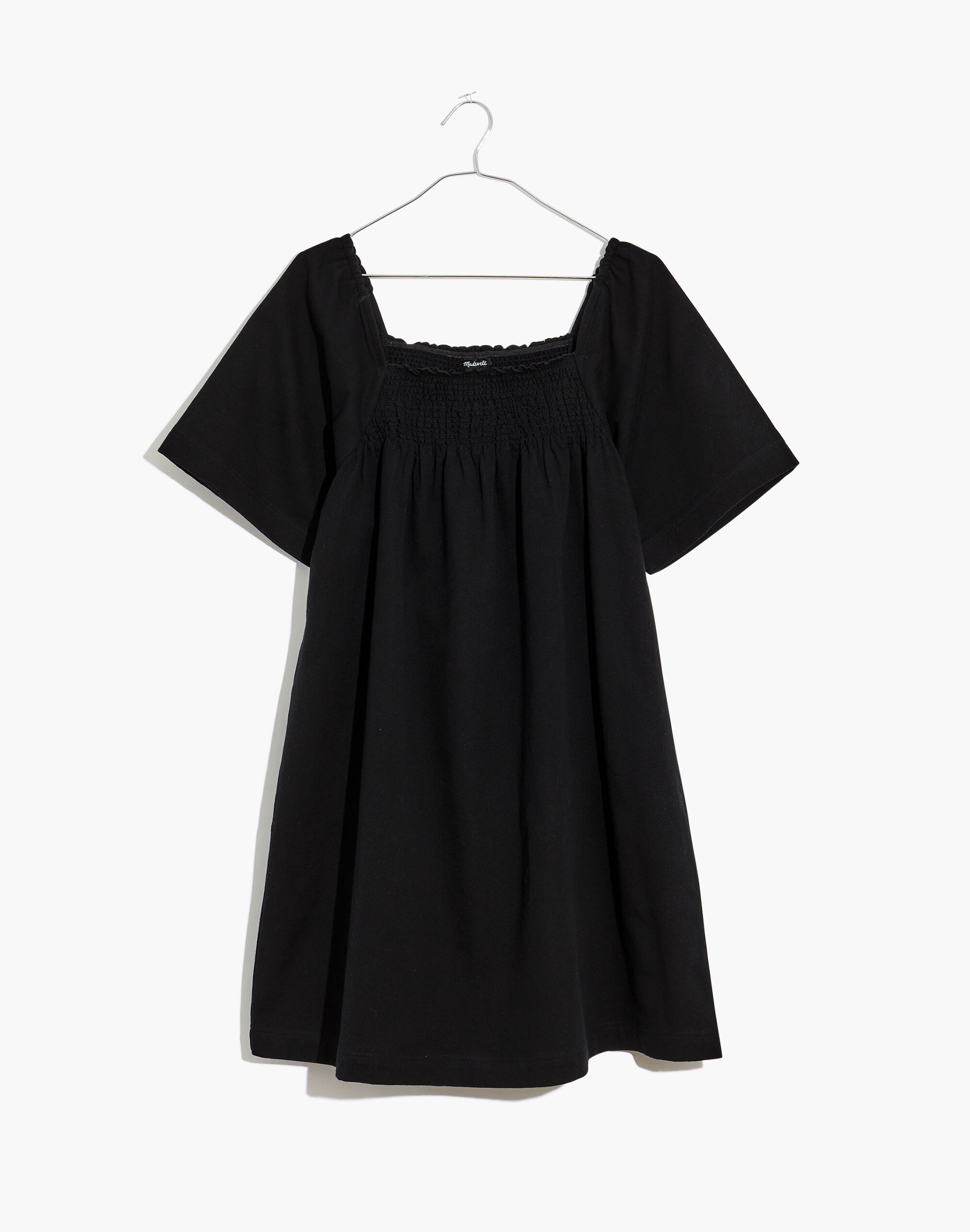 Smocked-Neck Wide-Sleeve Mini Dress